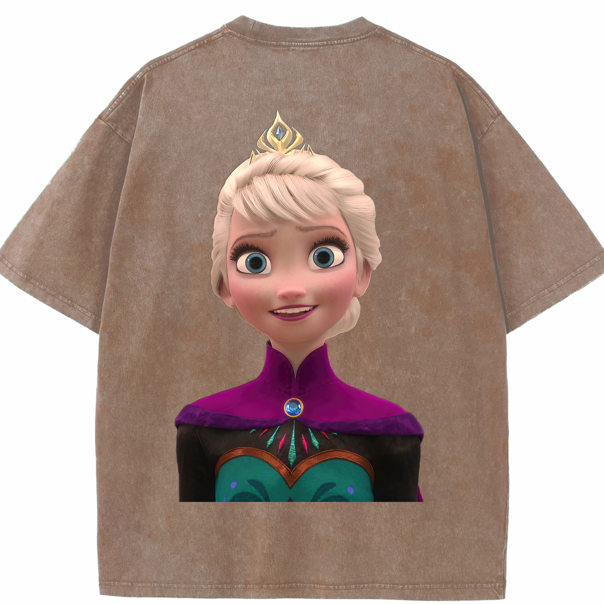（画像用） アナと雪の女王 アンナ エルサ Frozen Anna Elsa 綿100% ヴィンテージ風 半袖Tシャツ（背面プリント）