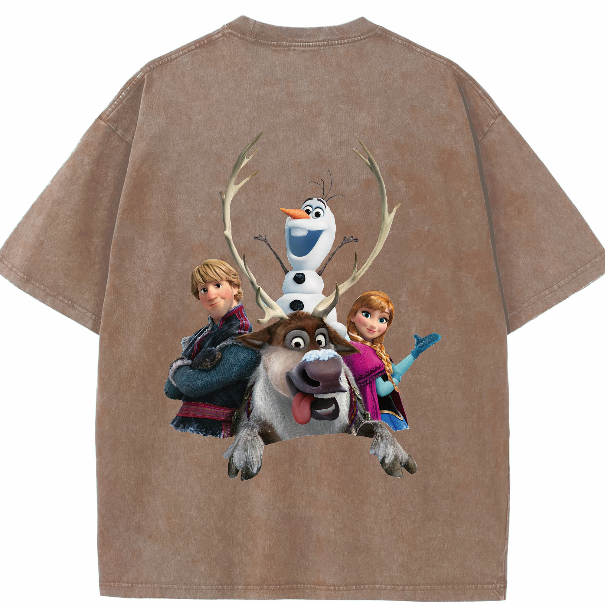 （画像用） アナと雪の女王 アンナ エルサ Frozen Anna Elsa 綿100% ヴィンテージ風 半袖Tシャツ（背面プリント）