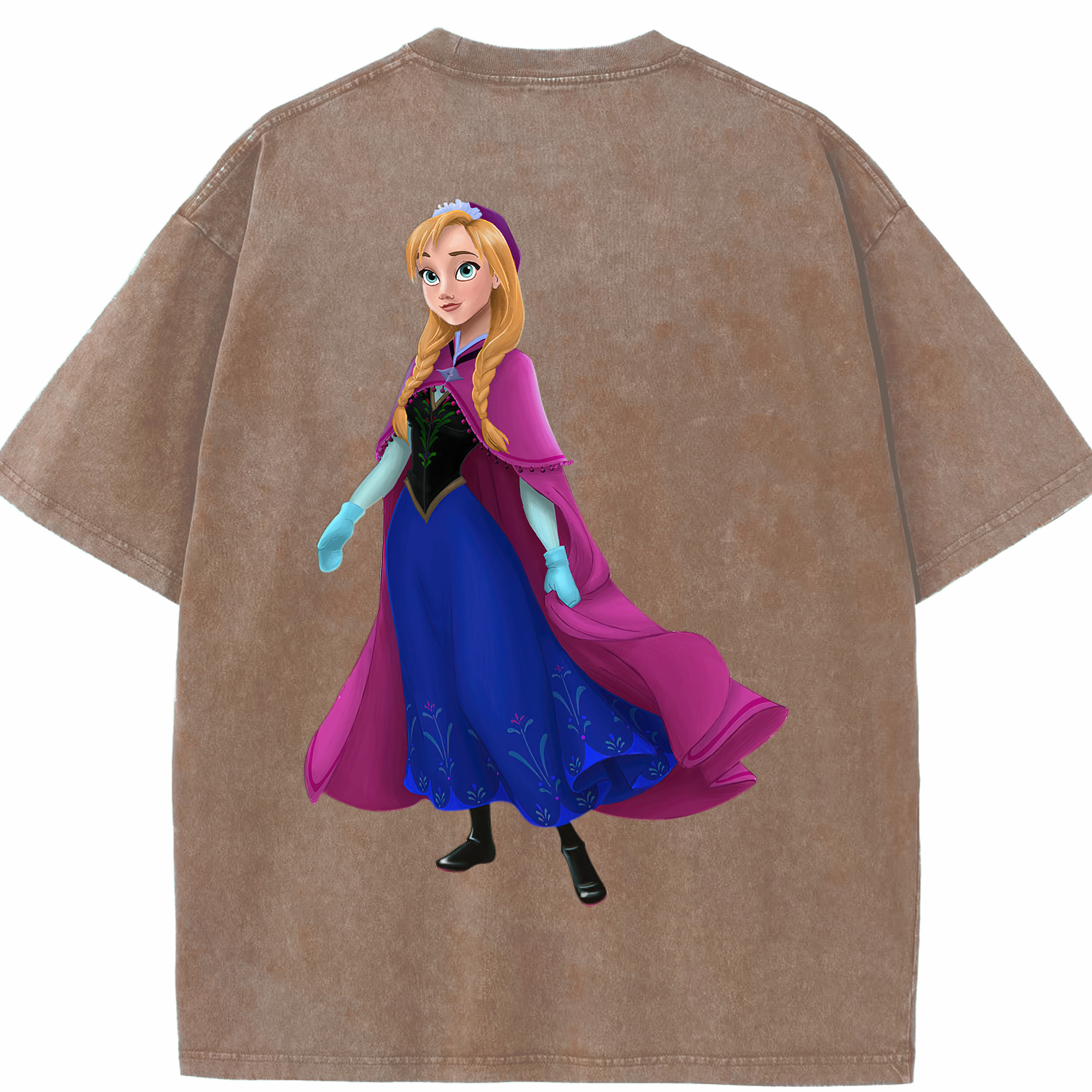 （画像用） アナと雪の女王 アンナ エルサ Frozen Anna Elsa 綿100% ヴィンテージ風 半袖Tシャツ（背面プリント）