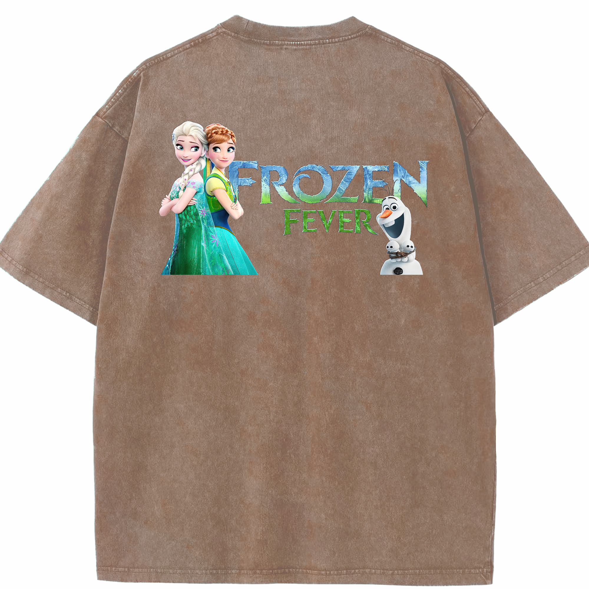 （画像用） アナと雪の女王 アンナ エルサ Frozen Anna Elsa 綿100% ヴィンテージ風 半袖Tシャツ（背面プリント）