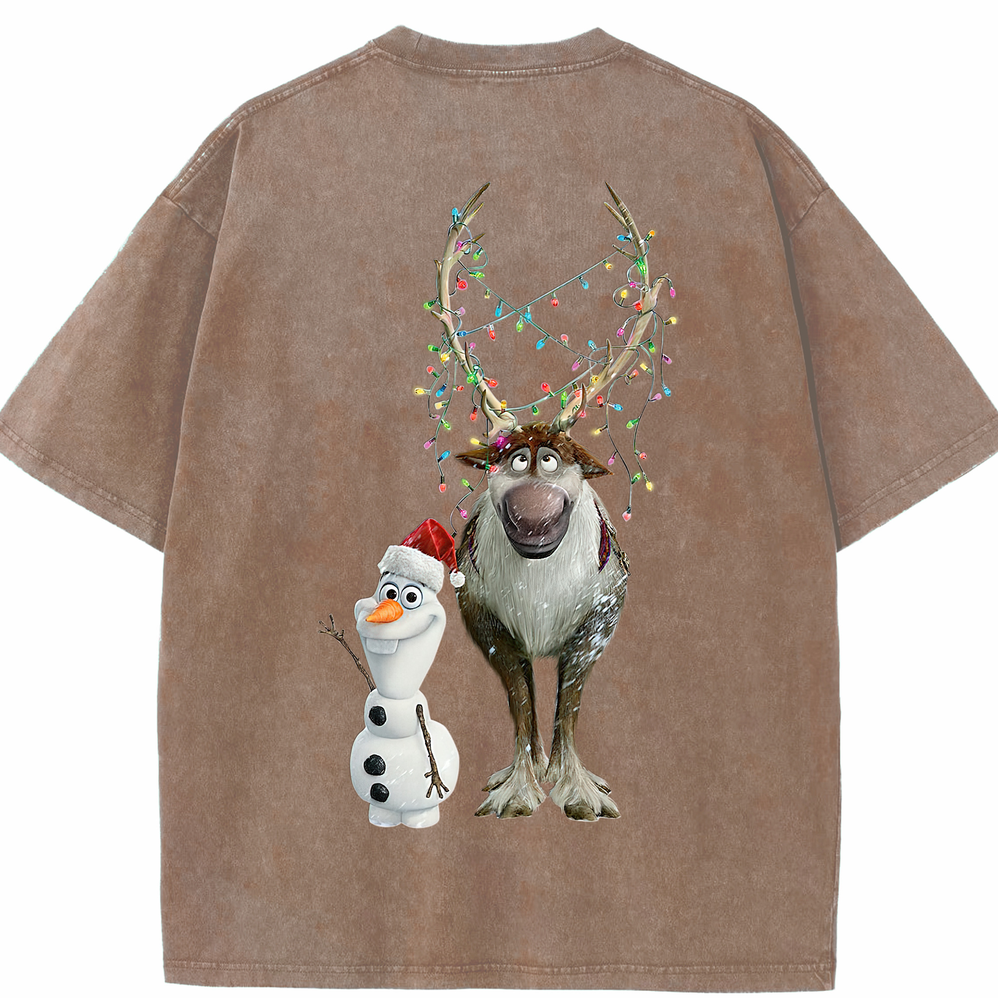 （画像用） アナと雪の女王 アンナ エルサ Frozen Anna Elsa 綿100% ヴィンテージ風 半袖Tシャツ（背面プリント）