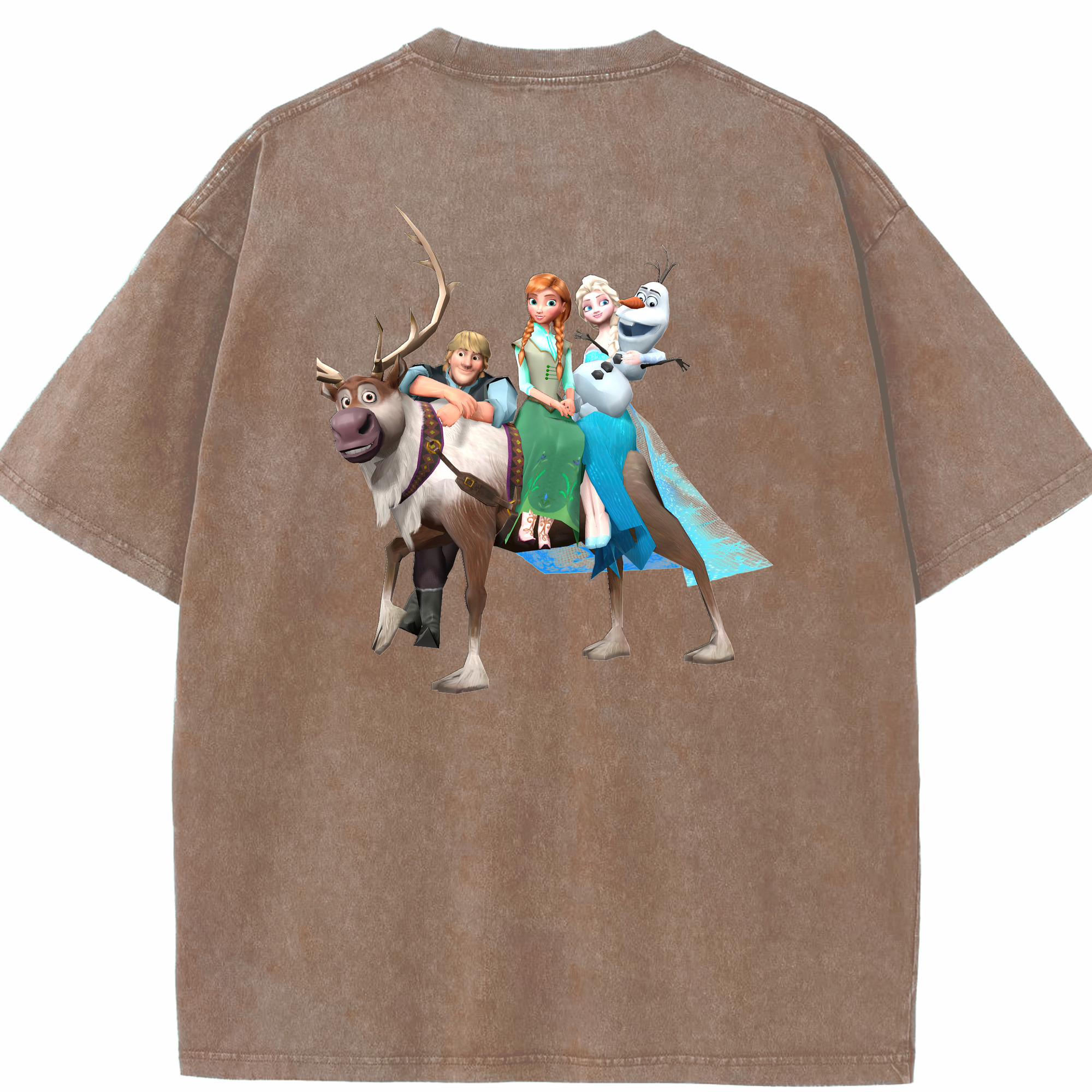 （画像用） アナと雪の女王 アンナ エルサ Frozen Anna Elsa 綿100% ヴィンテージ風 半袖Tシャツ（背面プリント）
