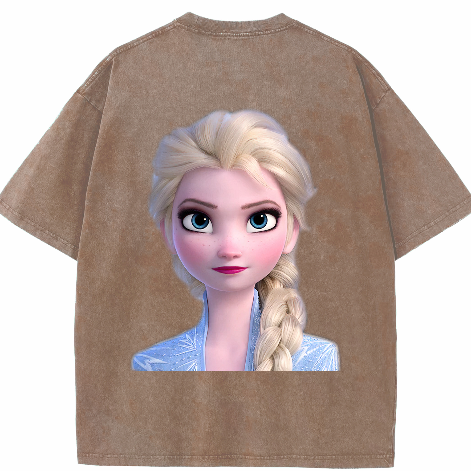 （画像用） アナと雪の女王 アンナ エルサ Frozen Anna Elsa 綿100% ヴィンテージ風 半袖Tシャツ（背面プリント）