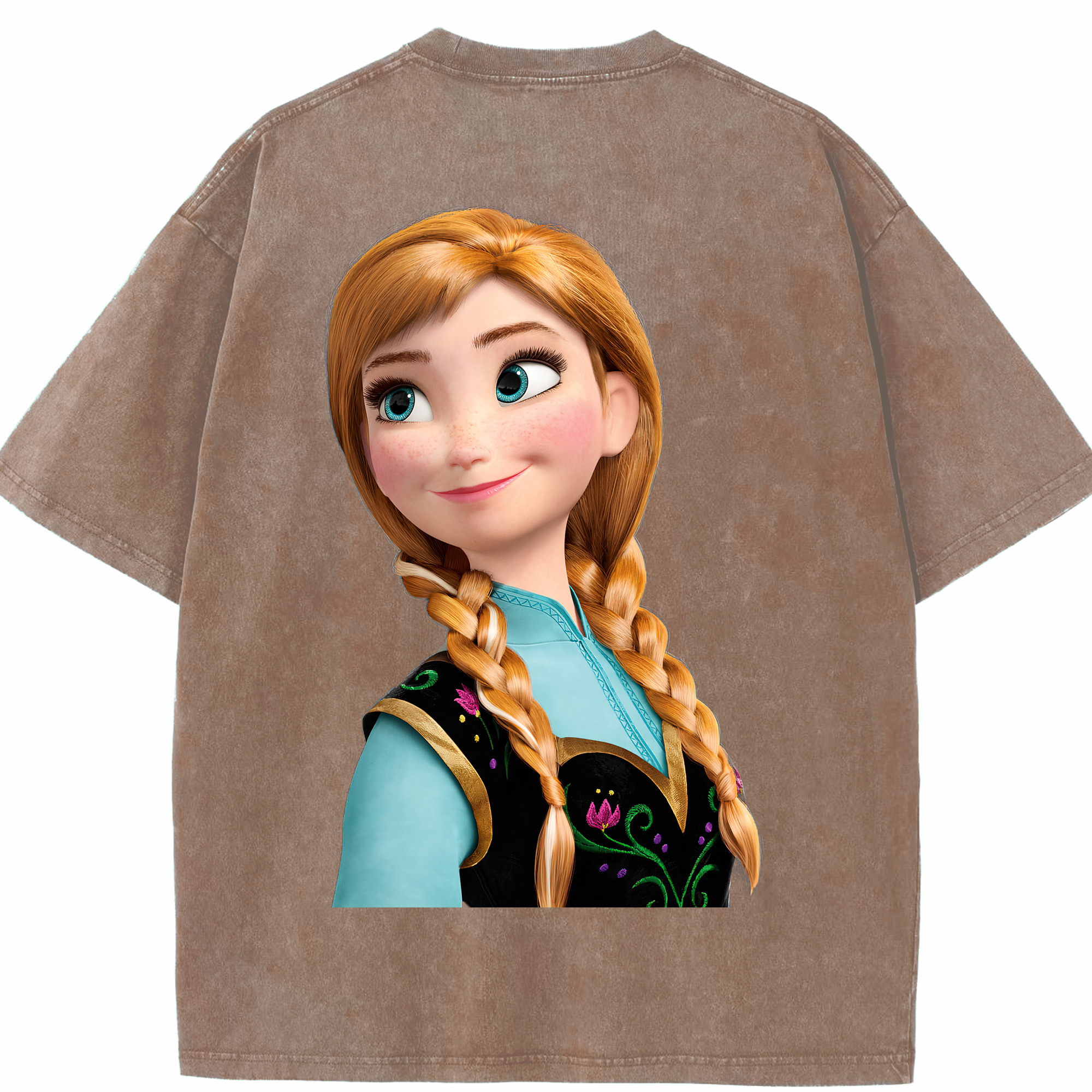 （画像用） アナと雪の女王 アンナ エルサ Frozen Anna Elsa 綿100% ヴィンテージ風 半袖Tシャツ（背面プリント）