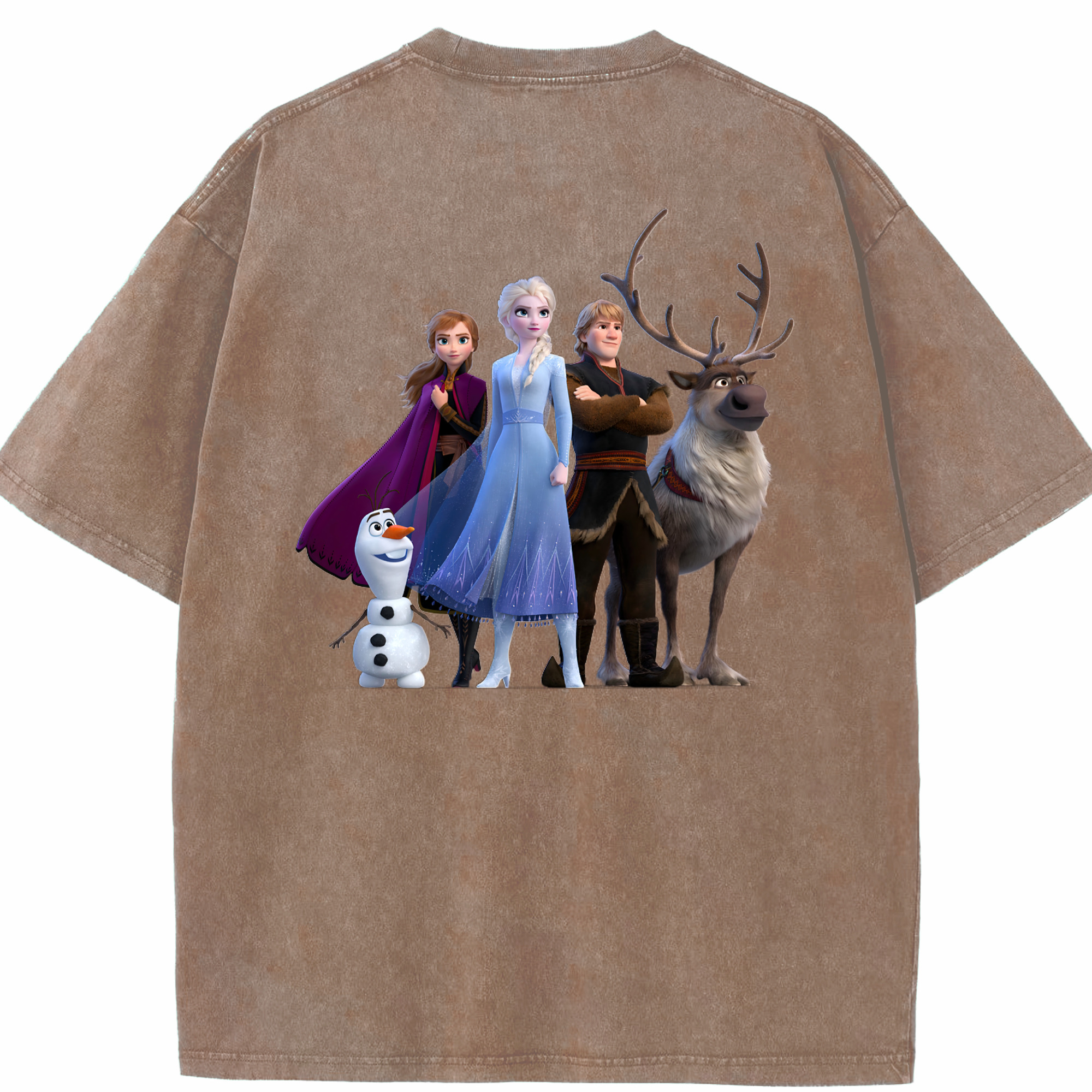 （画像用） アナと雪の女王 アンナ エルサ Frozen Anna Elsa 綿100% ヴィンテージ風 半袖Tシャツ（背面プリント）