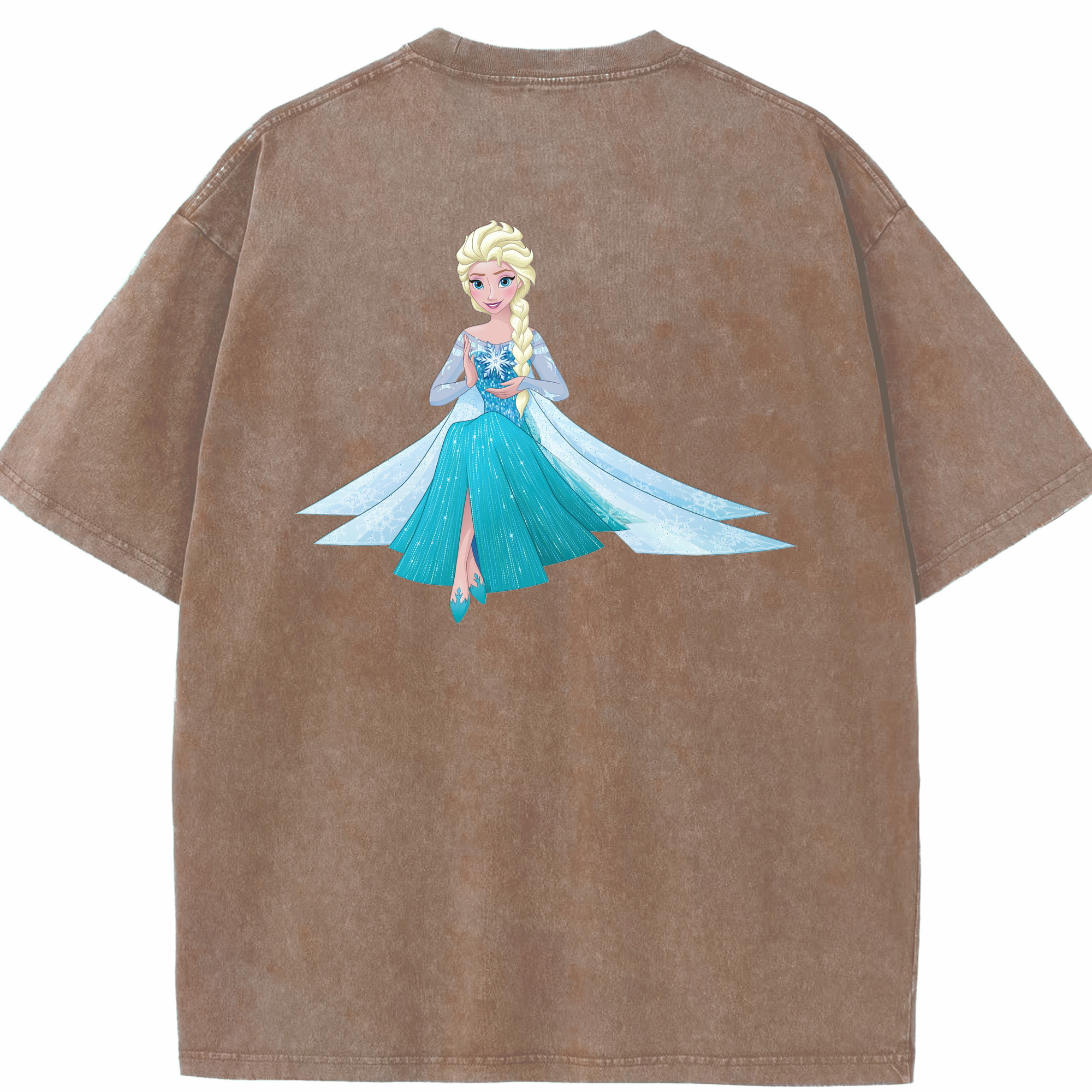 （画像用） アナと雪の女王 アンナ エルサ Frozen Anna Elsa 綿100% ヴィンテージ風 半袖Tシャツ（背面プリント）