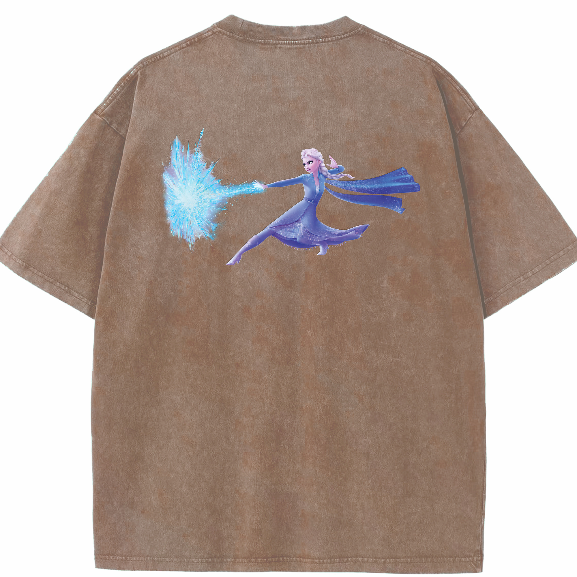 （画像用） アナと雪の女王 アンナ エルサ Frozen Anna Elsa 綿100% ヴィンテージ風 半袖Tシャツ（背面プリント）