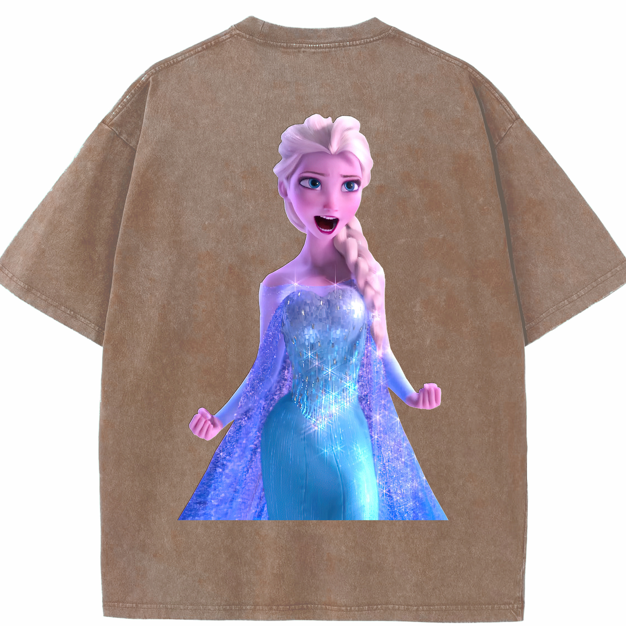 （画像用） アナと雪の女王 アンナ エルサ Frozen Anna Elsa 綿100% ヴィンテージ風 半袖Tシャツ（背面プリント）