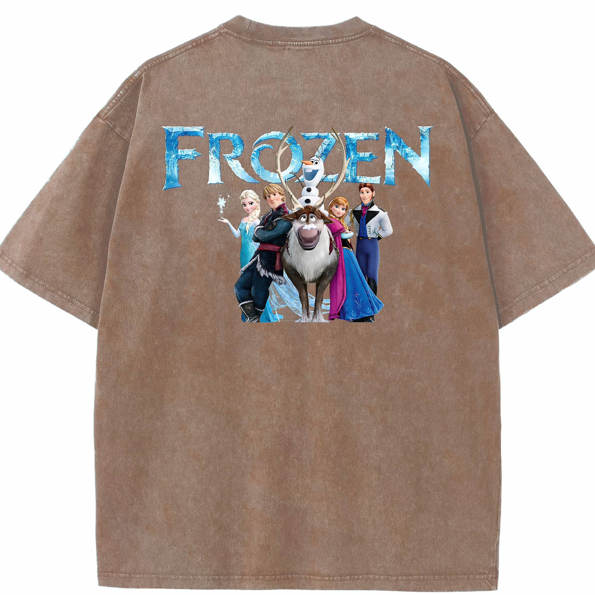 （画像用） アナと雪の女王 アンナ エルサ Frozen Anna Elsa 綿100% ヴィンテージ風 半袖Tシャツ（背面プリント）