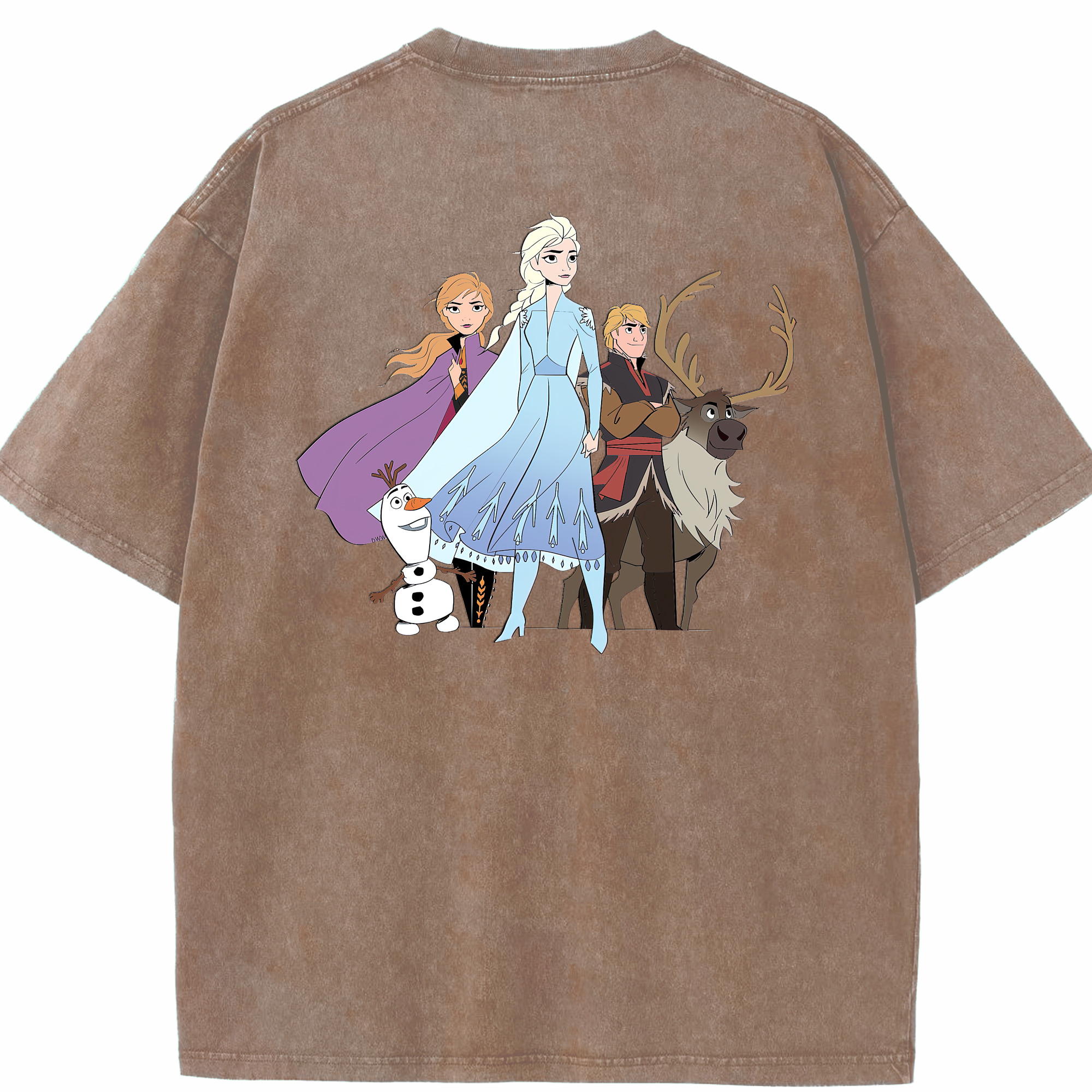 （画像用） アナと雪の女王 アンナ エルサ Frozen Anna Elsa 綿100% ヴィンテージ風 半袖Tシャツ（背面プリント）