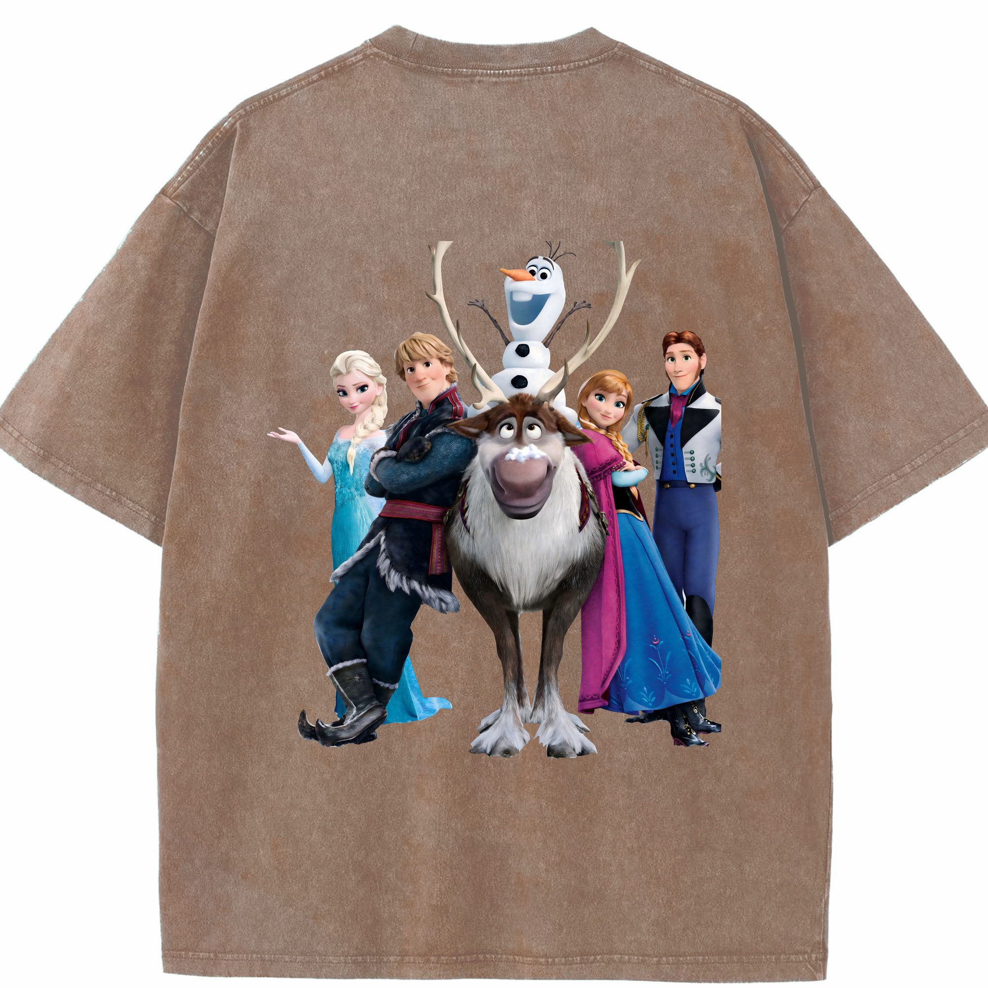 （画像用） アナと雪の女王 アンナ エルサ Frozen Anna Elsa 綿100% ヴィンテージ風 半袖Tシャツ（背面プリント）