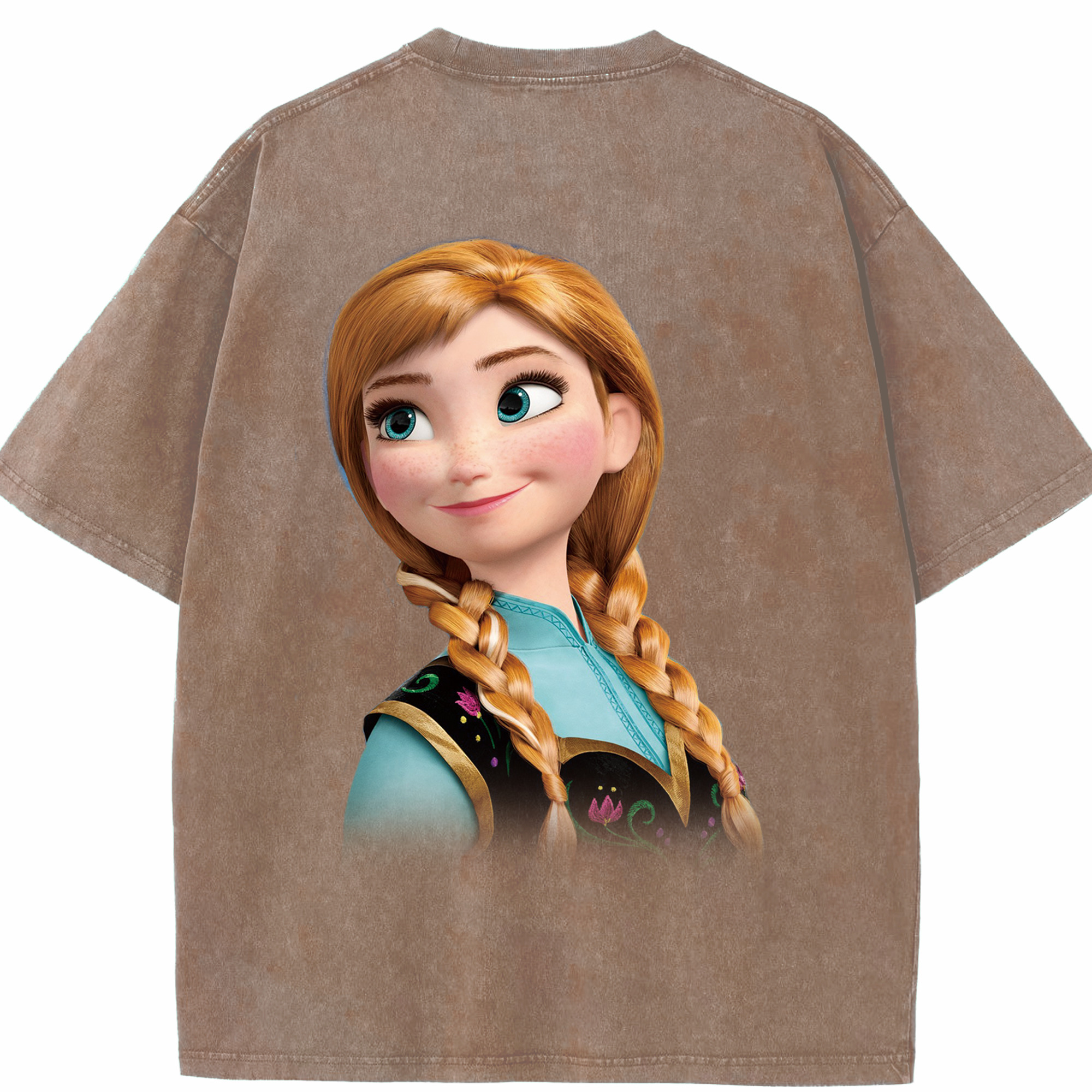 （画像用） アナと雪の女王 アンナ エルサ Frozen Anna Elsa 綿100% ヴィンテージ風 半袖Tシャツ（背面プリント）