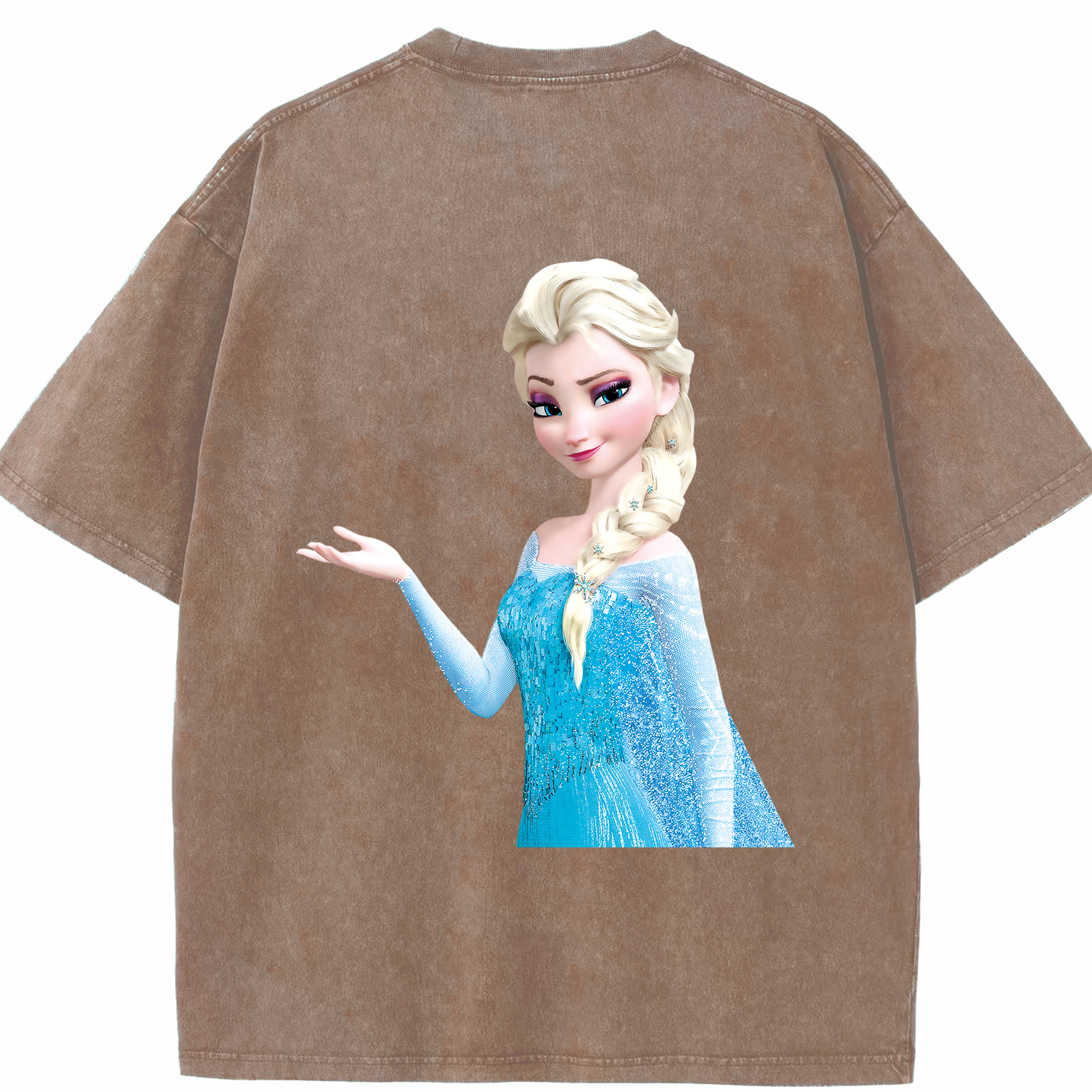 （画像用） アナと雪の女王 アンナ エルサ Frozen Anna Elsa 綿100% ヴィンテージ風 半袖Tシャツ（背面プリント）