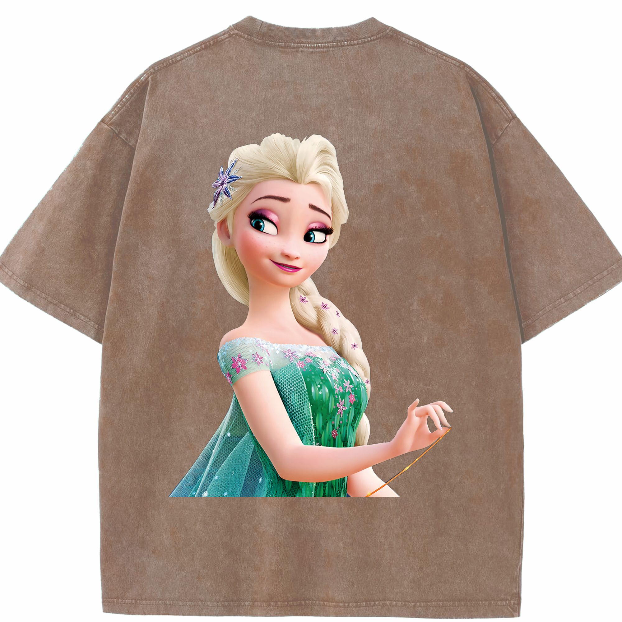 （画像用） アナと雪の女王 アンナ エルサ Frozen Anna Elsa 綿100% ヴィンテージ風 半袖Tシャツ（背面プリント）