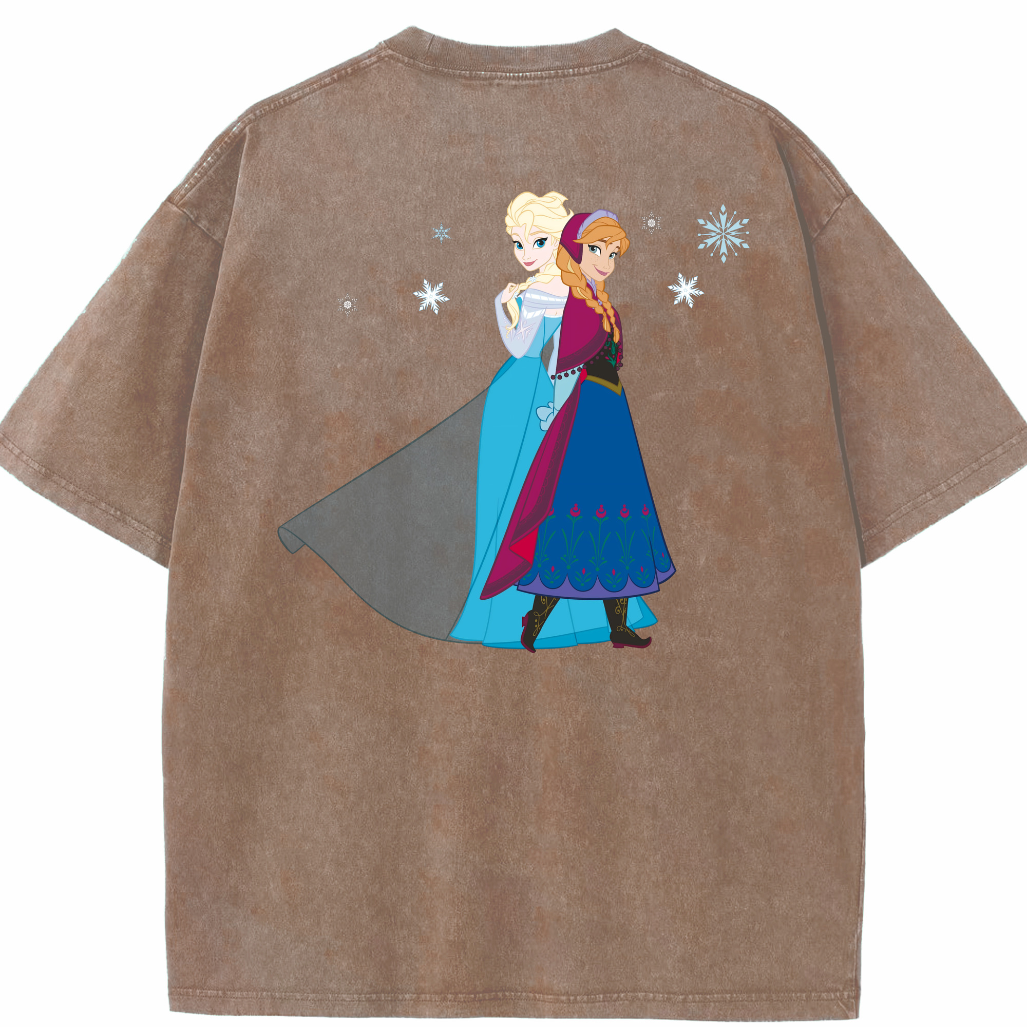 （画像用） アナと雪の女王 アンナ エルサ Frozen Anna Elsa 綿100% ヴィンテージ風 半袖Tシャツ（背面プリント）