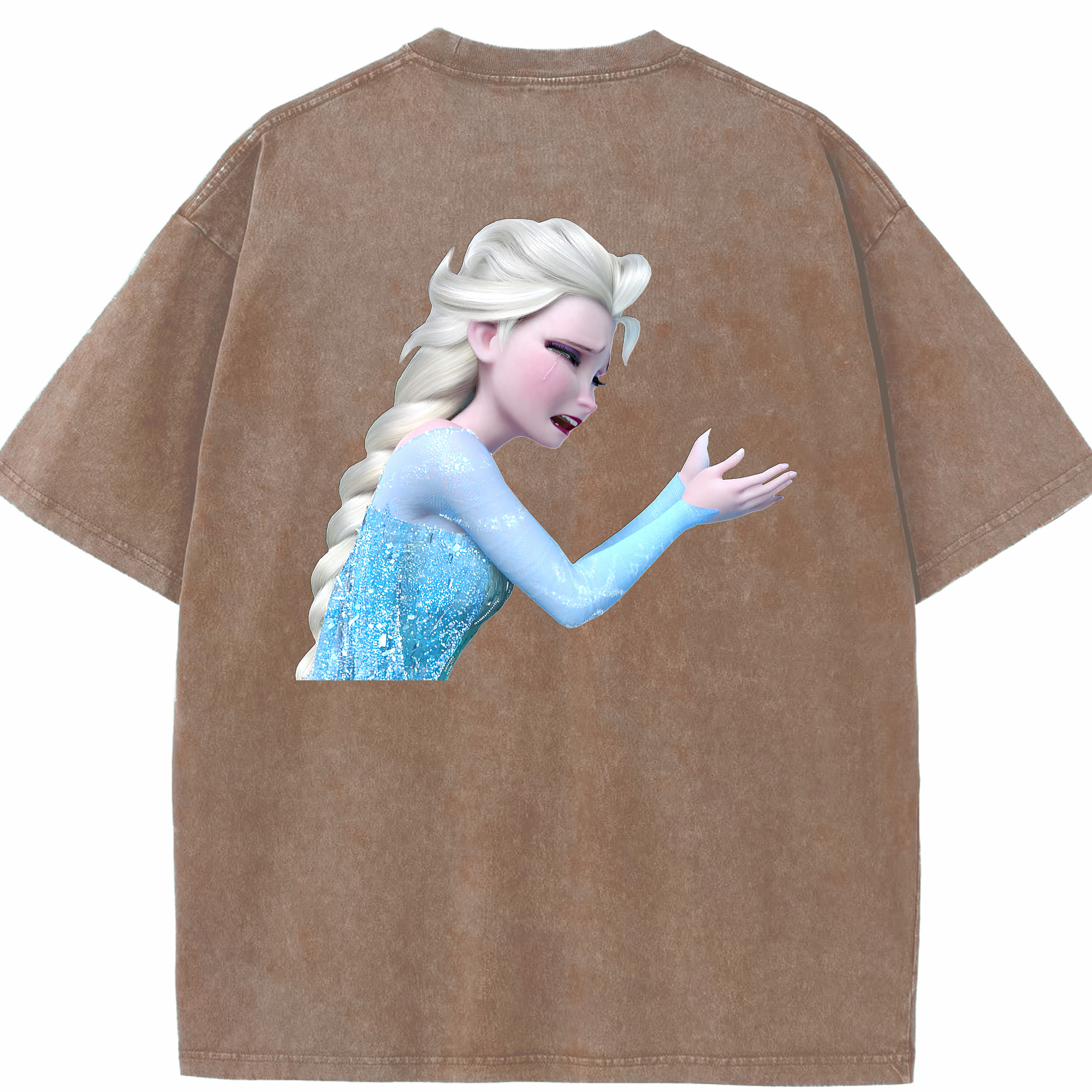 （画像用） アナと雪の女王 アンナ エルサ Frozen Anna Elsa 綿100% ヴィンテージ風 半袖Tシャツ（背面プリント）