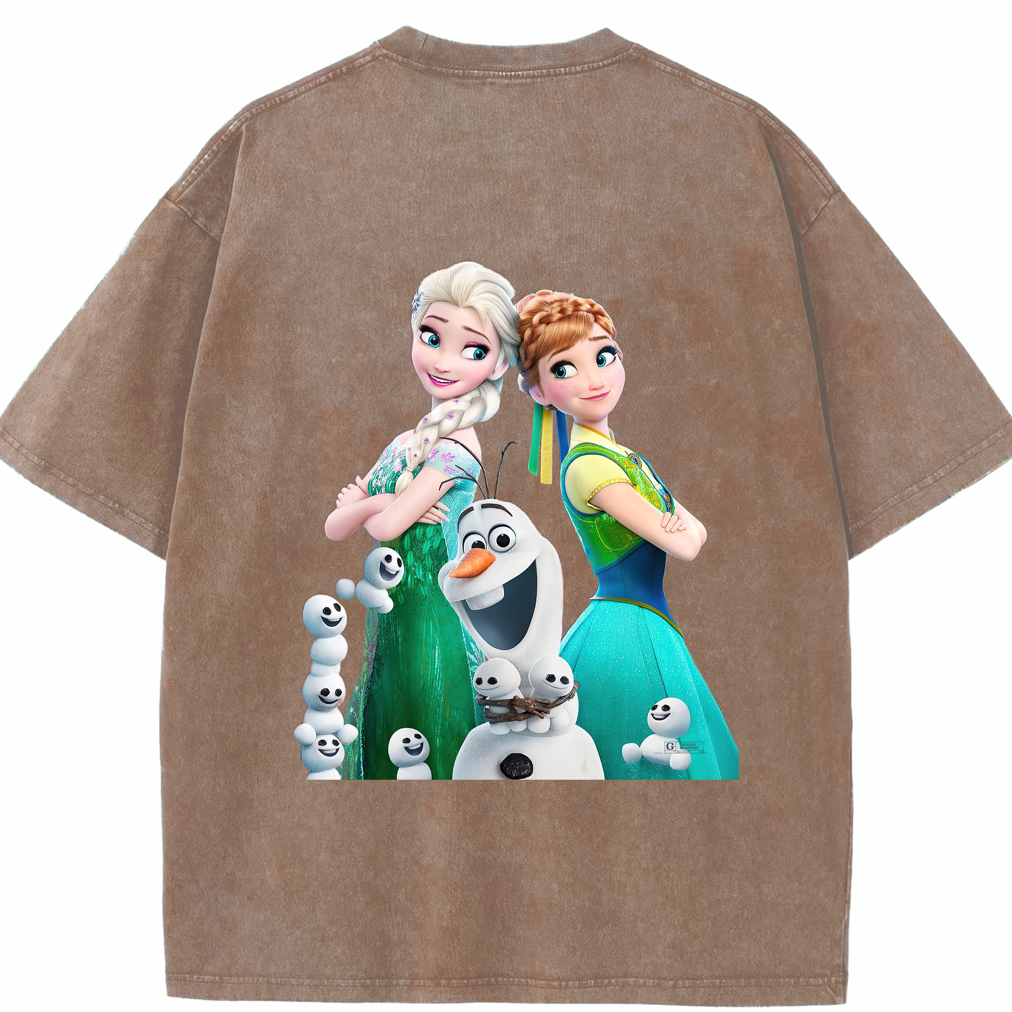 （画像用） アナと雪の女王 アンナ エルサ Frozen Anna Elsa 綿100% ヴィンテージ風 半袖Tシャツ（背面プリント）
