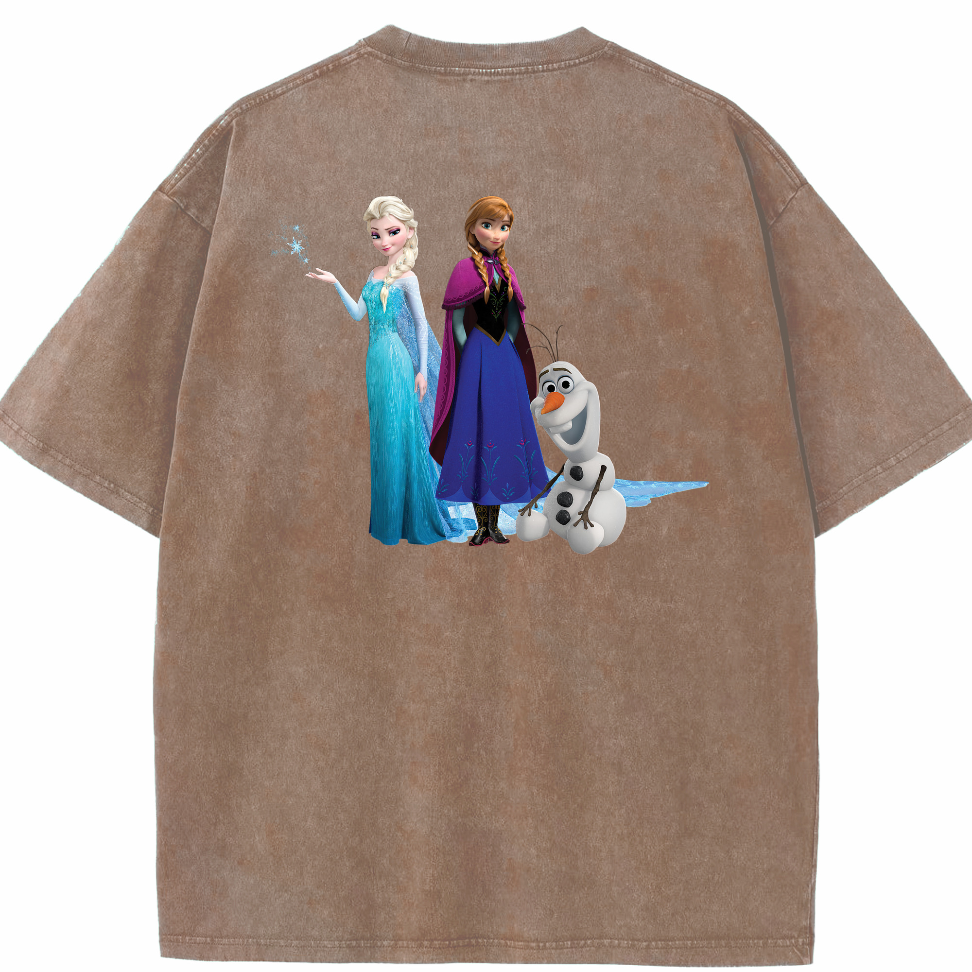 （画像用） アナと雪の女王 アンナ エルサ Frozen Anna Elsa 綿100% ヴィンテージ風 半袖Tシャツ（背面プリント）