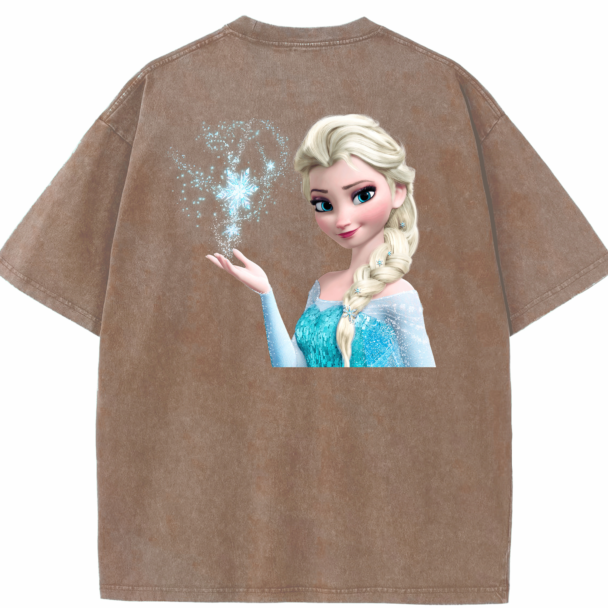 （画像用） アナと雪の女王 アンナ エルサ Frozen Anna Elsa 綿100% ヴィンテージ風 半袖Tシャツ（背面プリント）