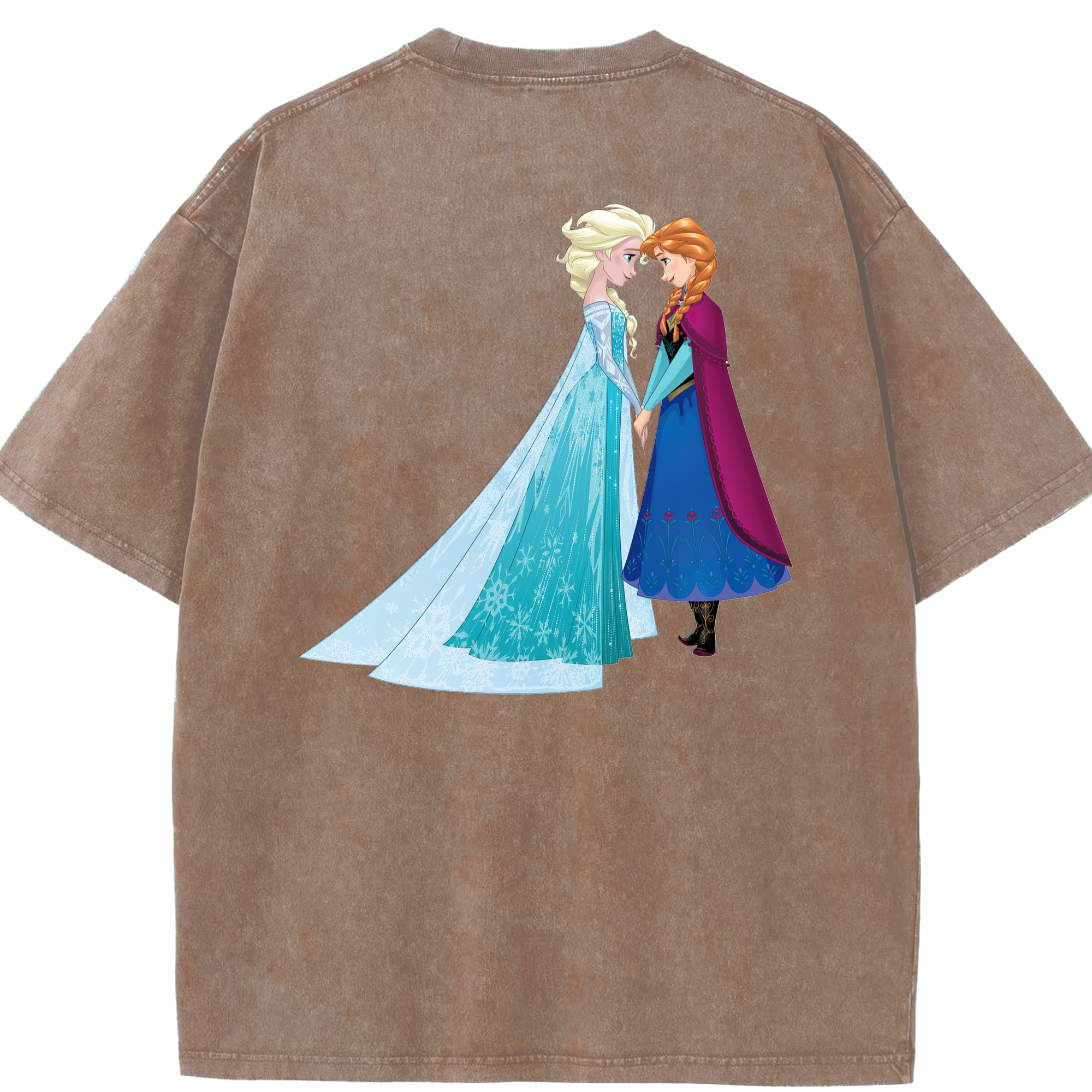 （画像用） アナと雪の女王 アンナ エルサ Frozen Anna Elsa 綿100% ヴィンテージ風 半袖Tシャツ（背面プリント）