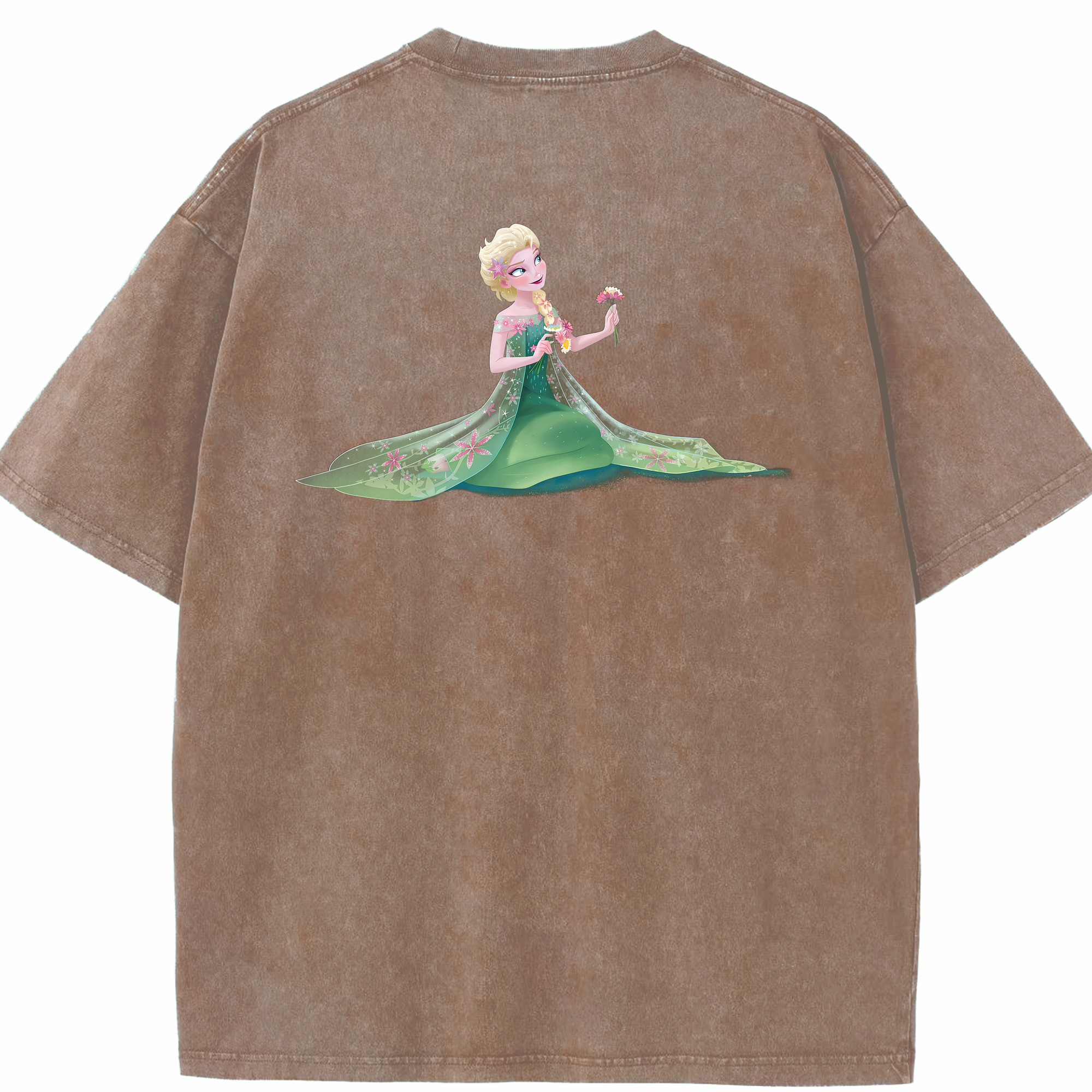 （画像用） アナと雪の女王 アンナ エルサ Frozen Anna Elsa 綿100% ヴィンテージ風 半袖Tシャツ（背面プリント）
