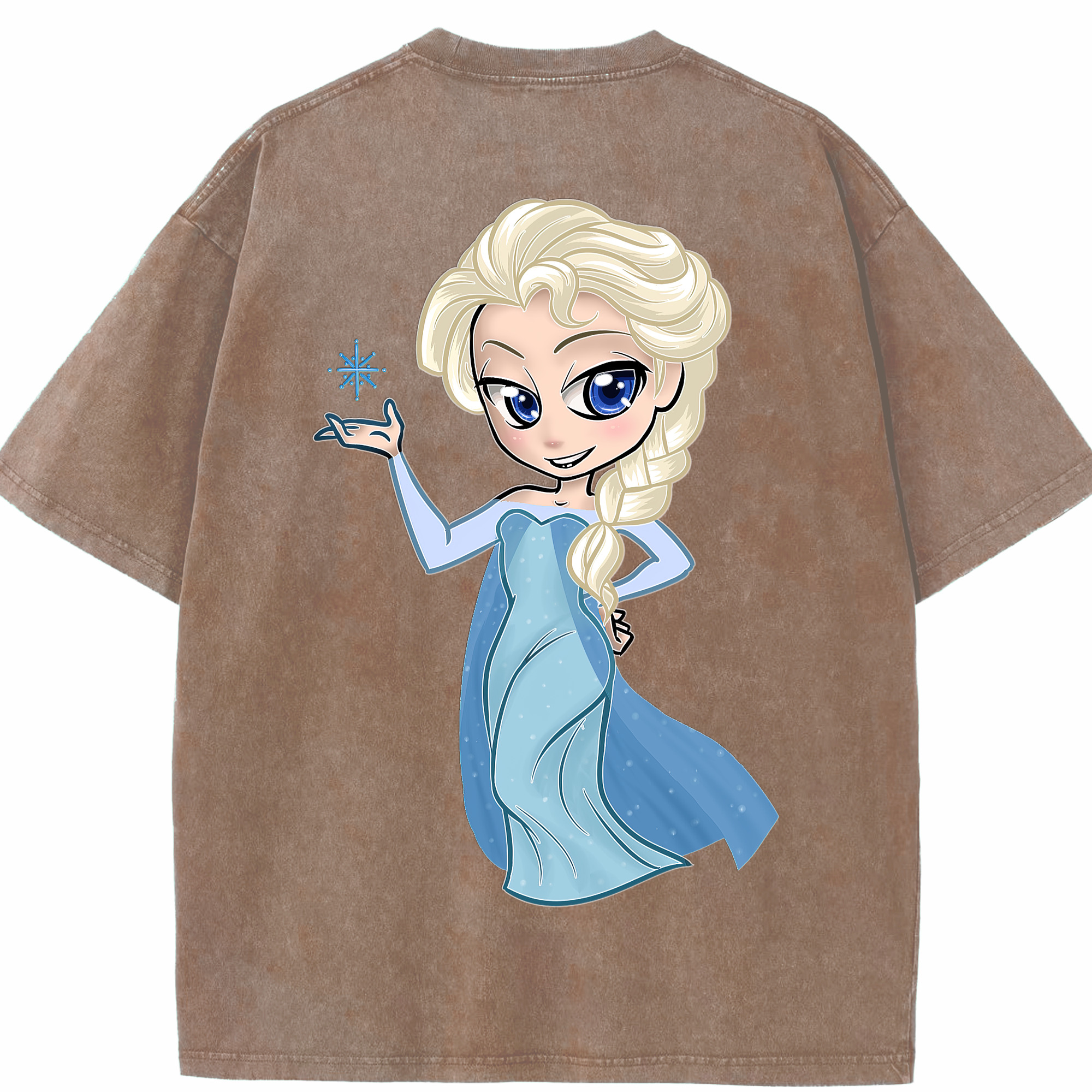 （画像用） アナと雪の女王 アンナ エルサ Frozen Anna Elsa 綿100% ヴィンテージ風 半袖Tシャツ（背面プリント）