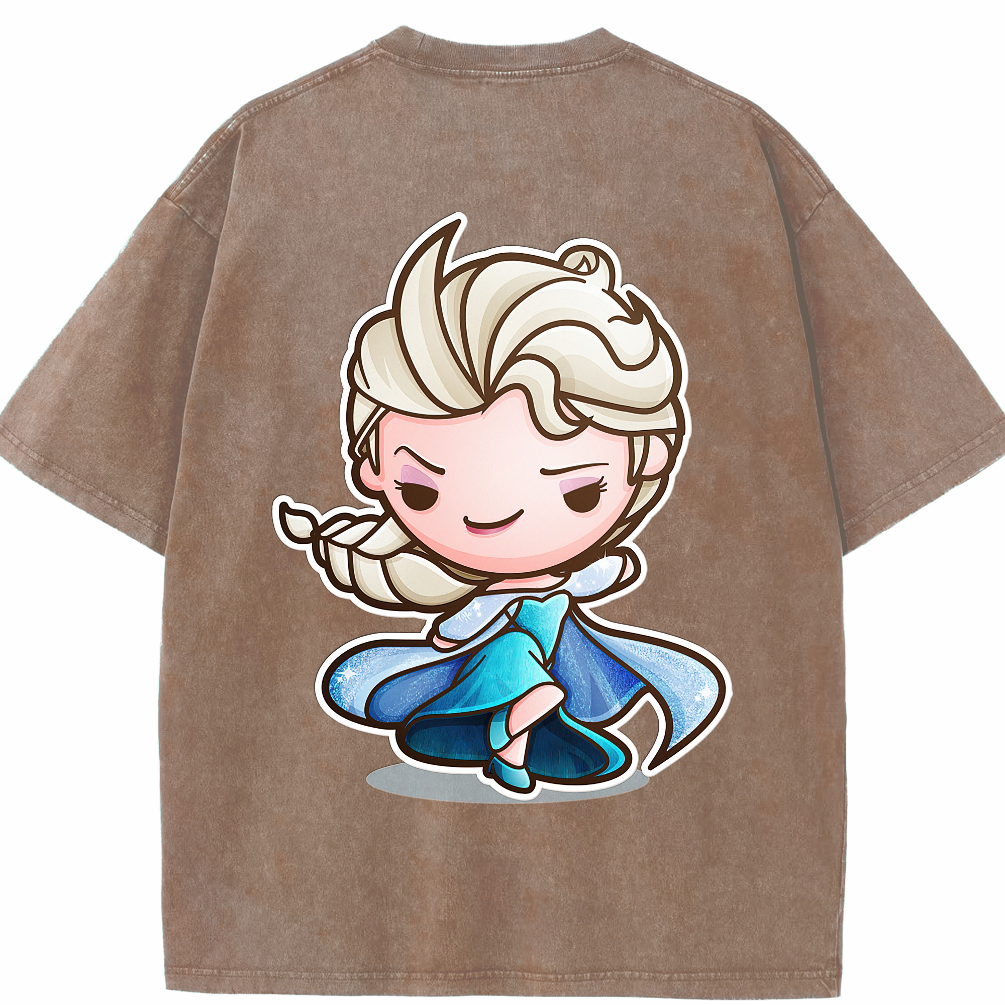 （画像用） アナと雪の女王 アンナ エルサ Frozen Anna Elsa 綿100% ヴィンテージ風 半袖Tシャツ（背面プリント）