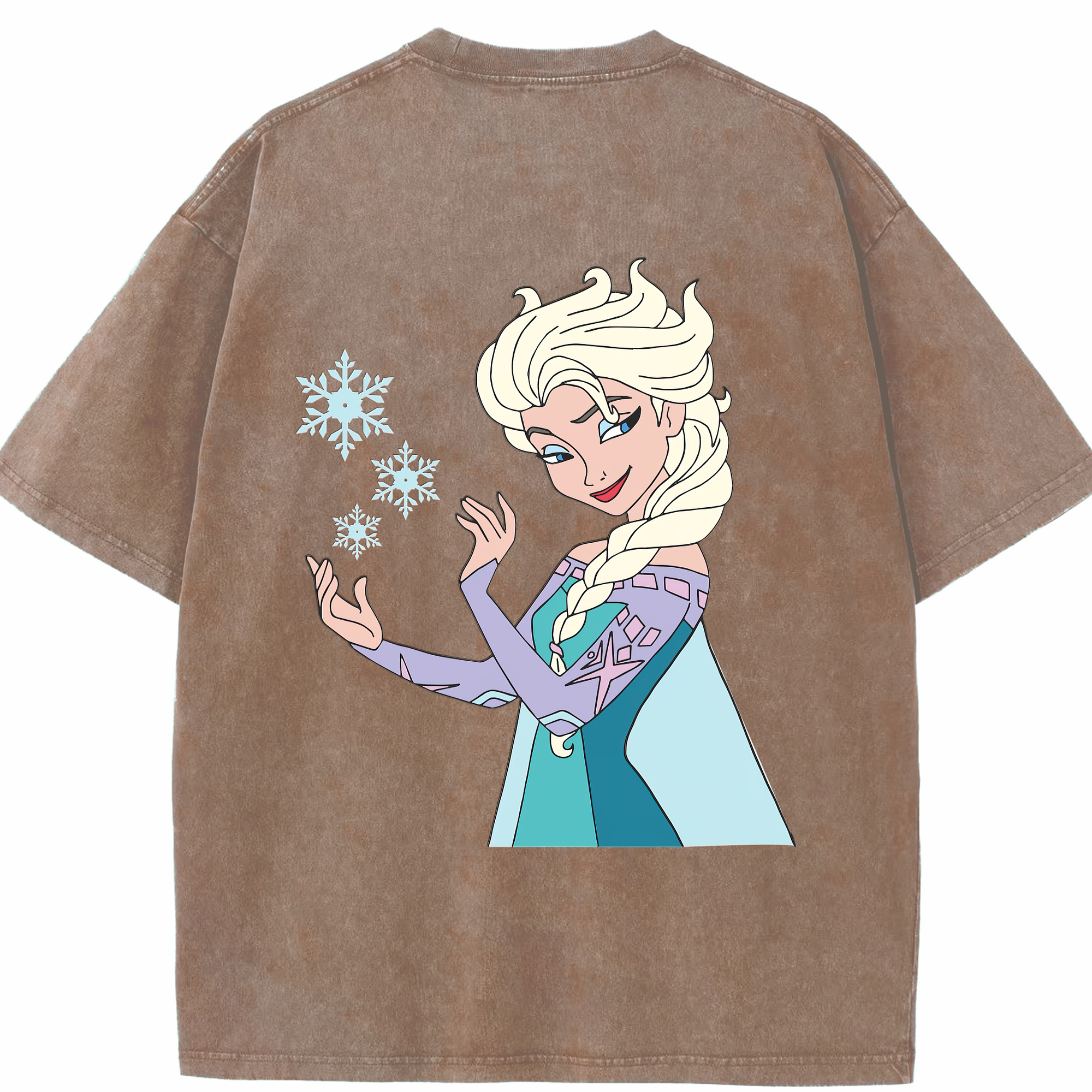 （画像用） アナと雪の女王 アンナ エルサ Frozen Anna Elsa 綿100% ヴィンテージ風 半袖Tシャツ（背面プリント）