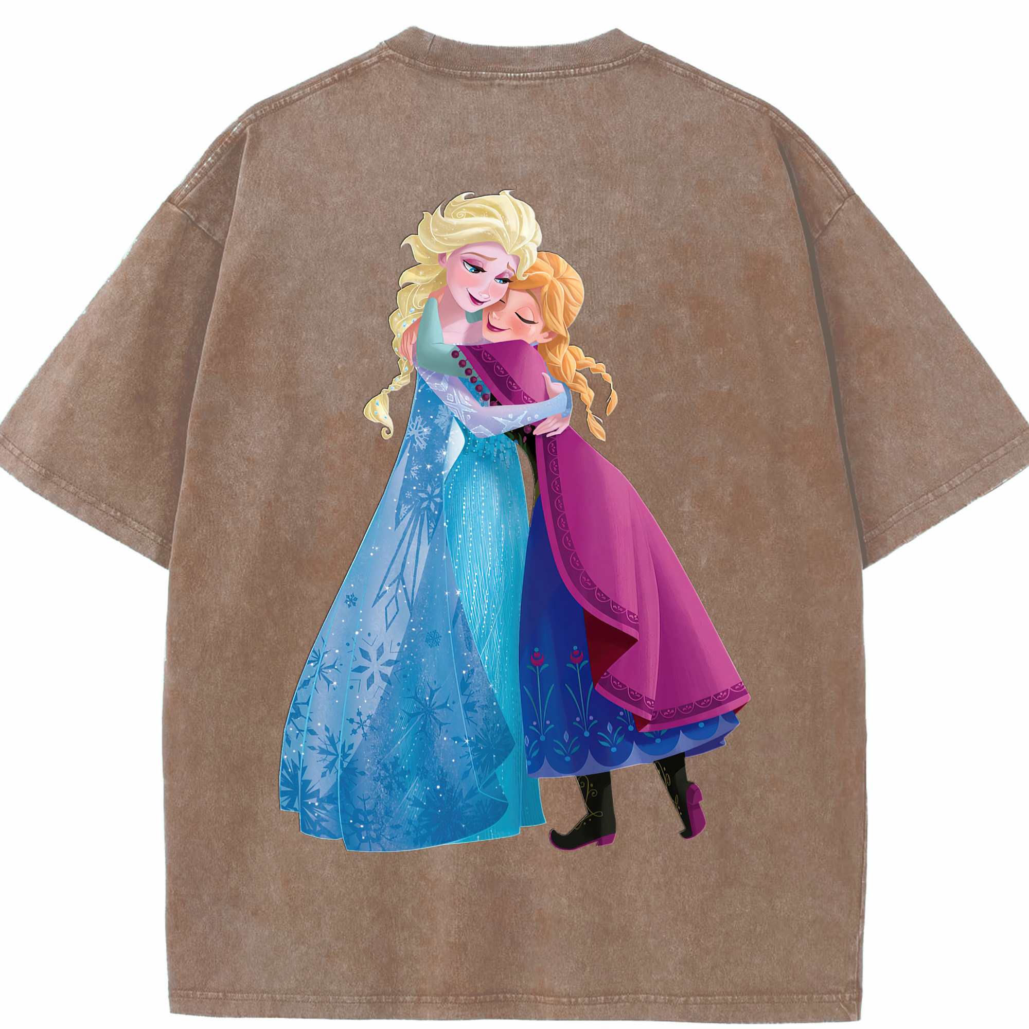 （画像用） アナと雪の女王 アンナ エルサ Frozen Anna Elsa 綿100% ヴィンテージ風 半袖Tシャツ（背面プリント）
