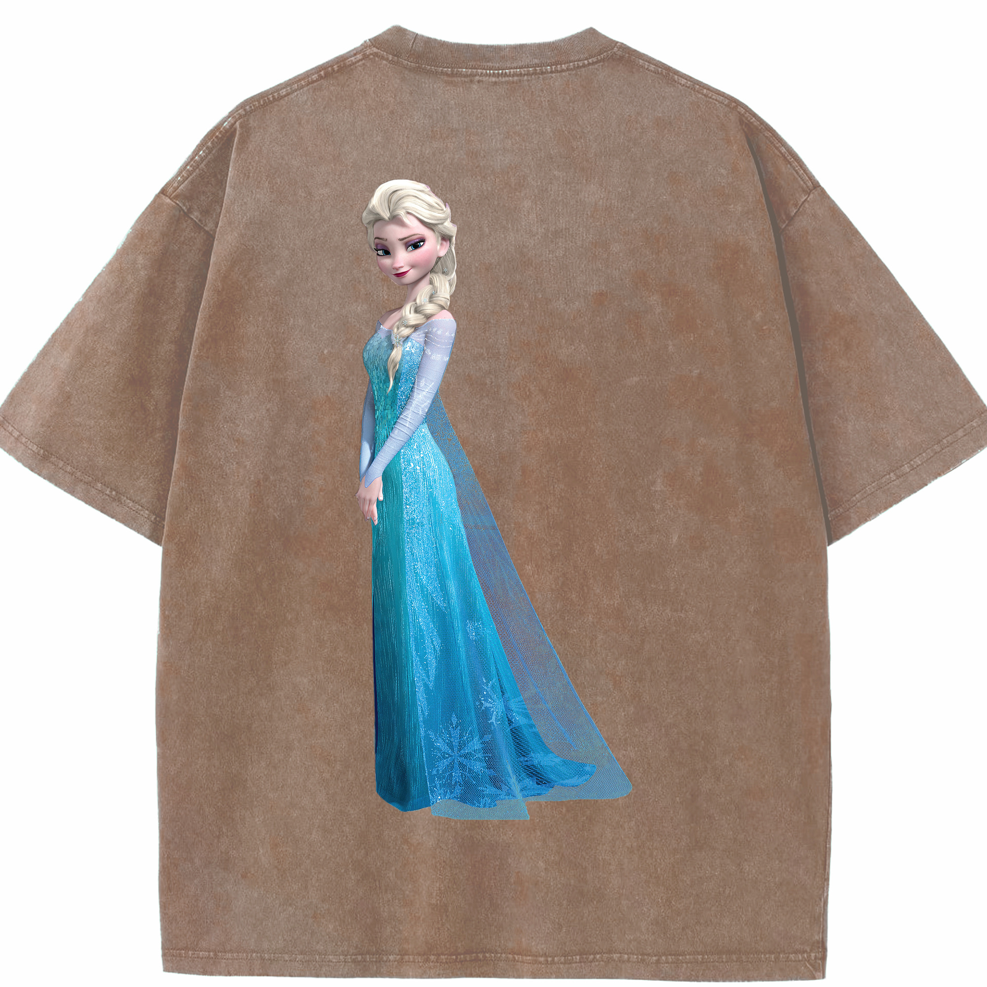 （画像用） アナと雪の女王 アンナ エルサ Frozen Anna Elsa 綿100% ヴィンテージ風 半袖Tシャツ（背面プリント）