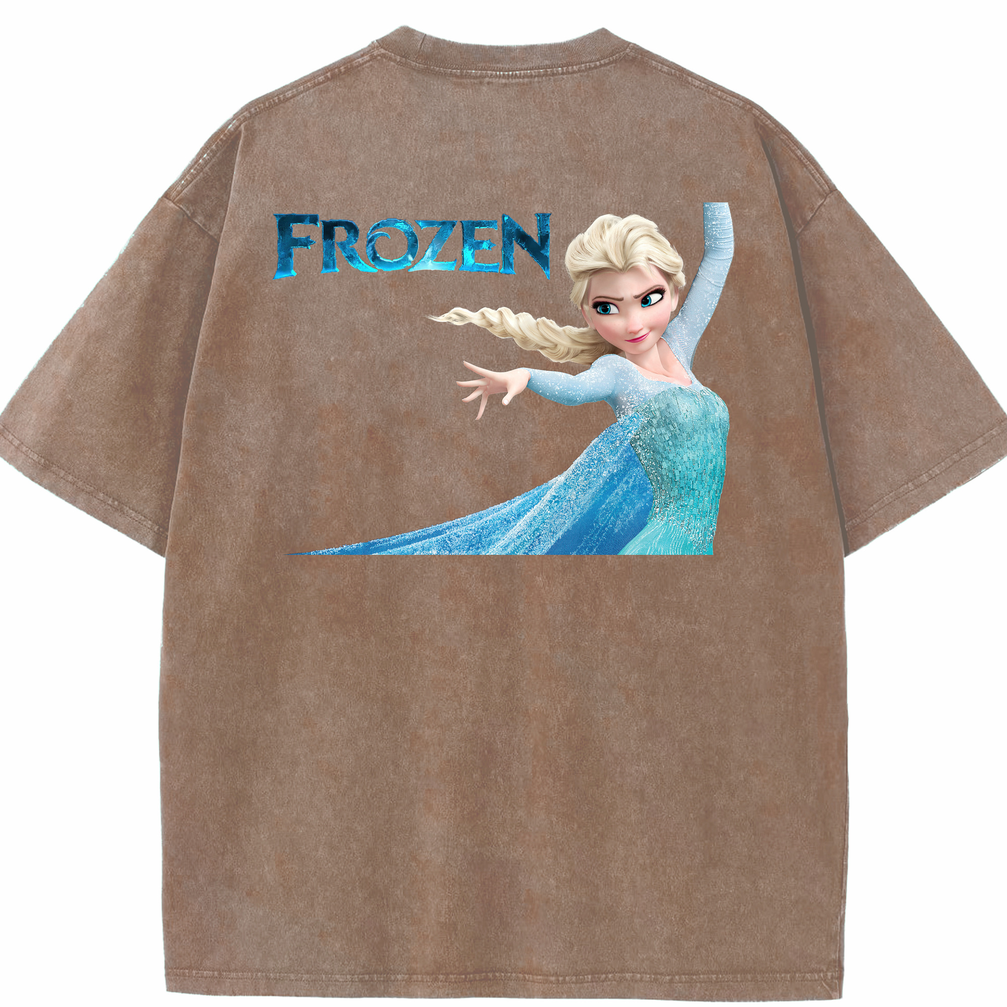 （画像用） アナと雪の女王 アンナ エルサ Frozen Anna Elsa 綿100% ヴィンテージ風 半袖Tシャツ（背面プリント）
