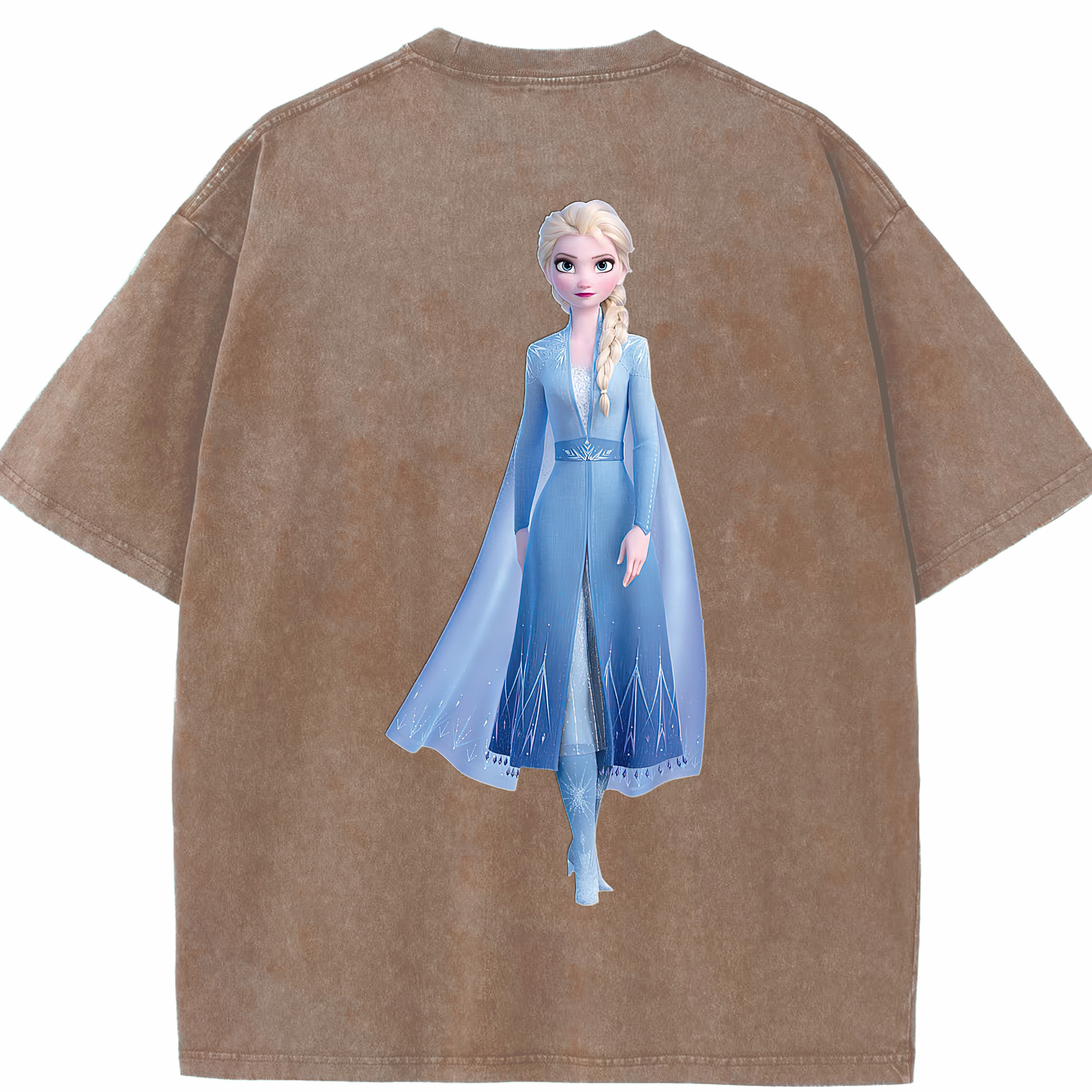 （画像用） アナと雪の女王 アンナ エルサ Frozen Anna Elsa 綿100% ヴィンテージ風 半袖Tシャツ（背面プリント）
