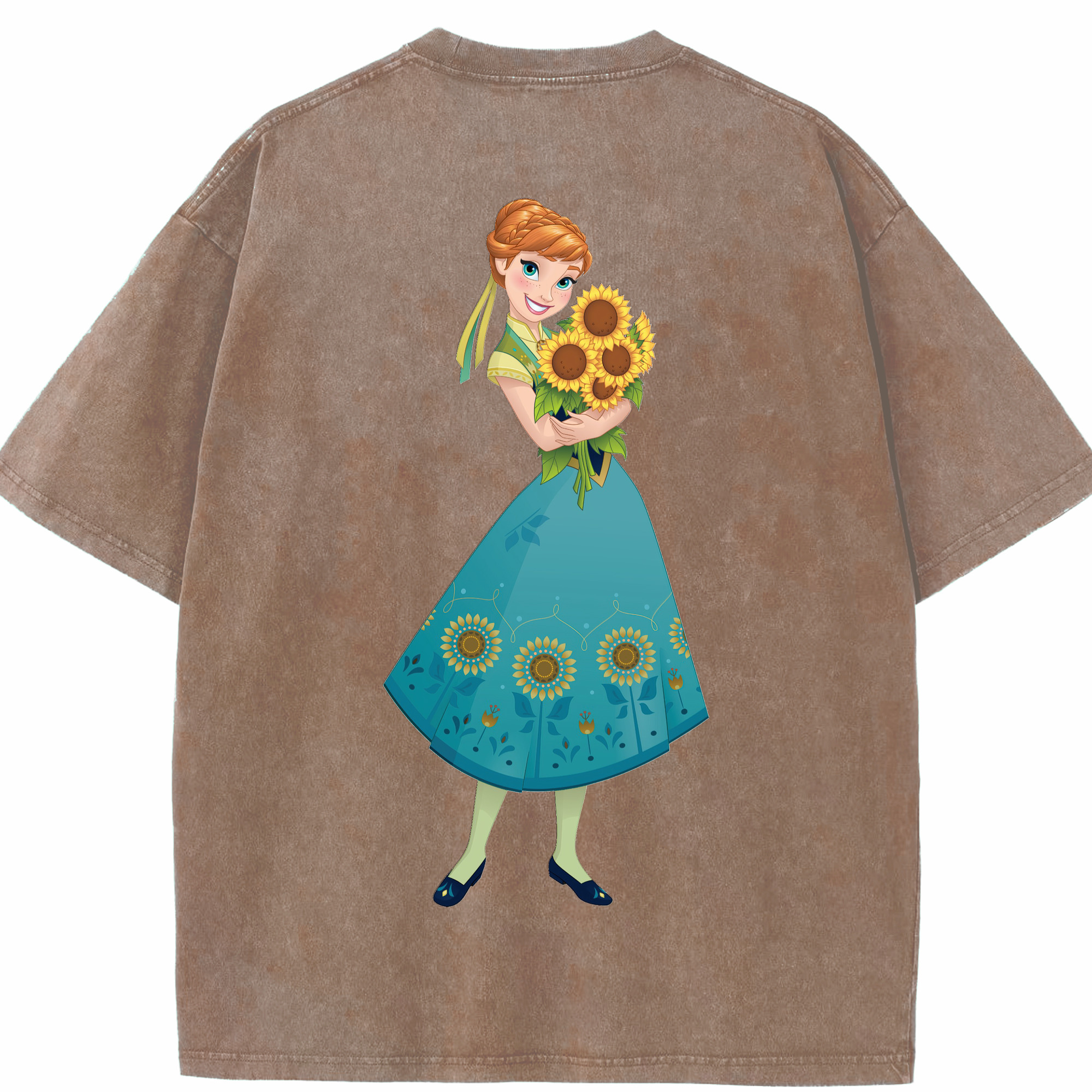 （画像用） アナと雪の女王 アンナ エルサ Frozen Anna Elsa 綿100% ヴィンテージ風 半袖Tシャツ（背面プリント）