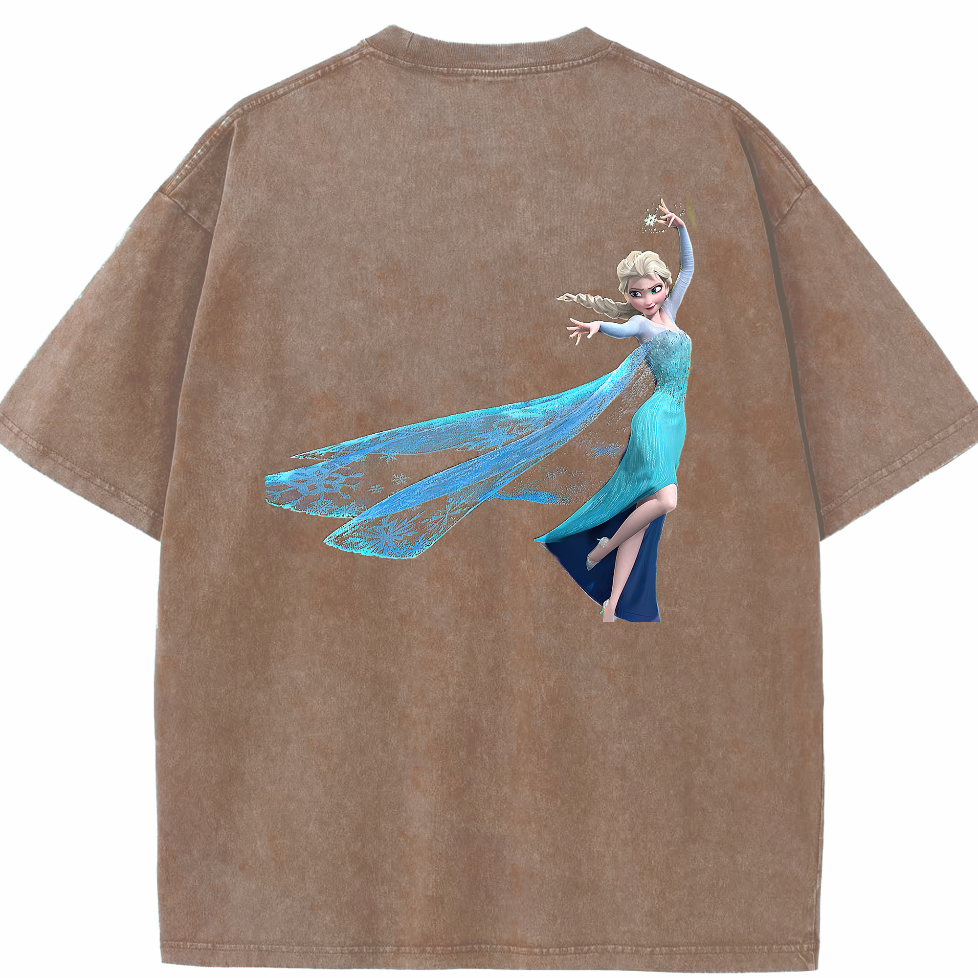 （画像用） アナと雪の女王 アンナ エルサ Frozen Anna Elsa 綿100% ヴィンテージ風 半袖Tシャツ（背面プリント）