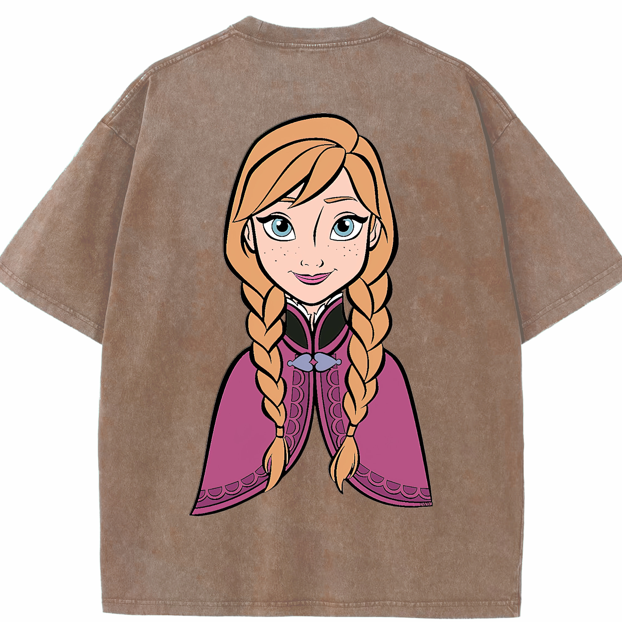 （画像用） アナと雪の女王 アンナ エルサ Frozen Anna Elsa 綿100% ヴィンテージ風 半袖Tシャツ（背面プリント）