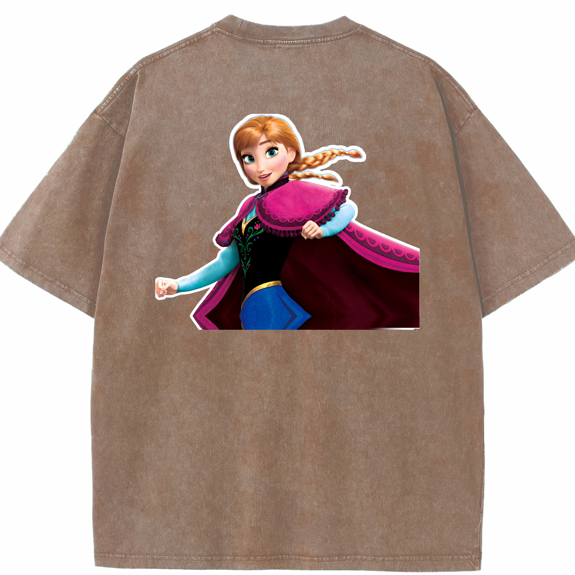 （画像用） アナと雪の女王 アンナ エルサ Frozen Anna Elsa 綿100% ヴィンテージ風 半袖Tシャツ（背面プリント）
