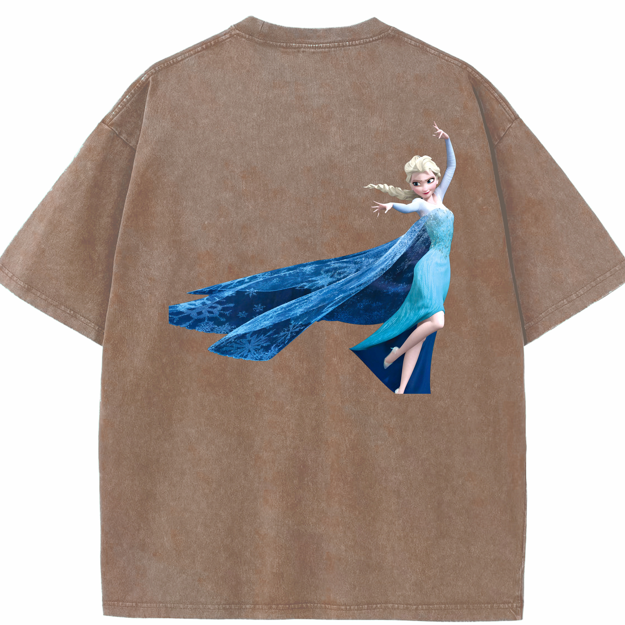 （画像用） アナと雪の女王 アンナ エルサ Frozen Anna Elsa 綿100% ヴィンテージ風 半袖Tシャツ（背面プリント）