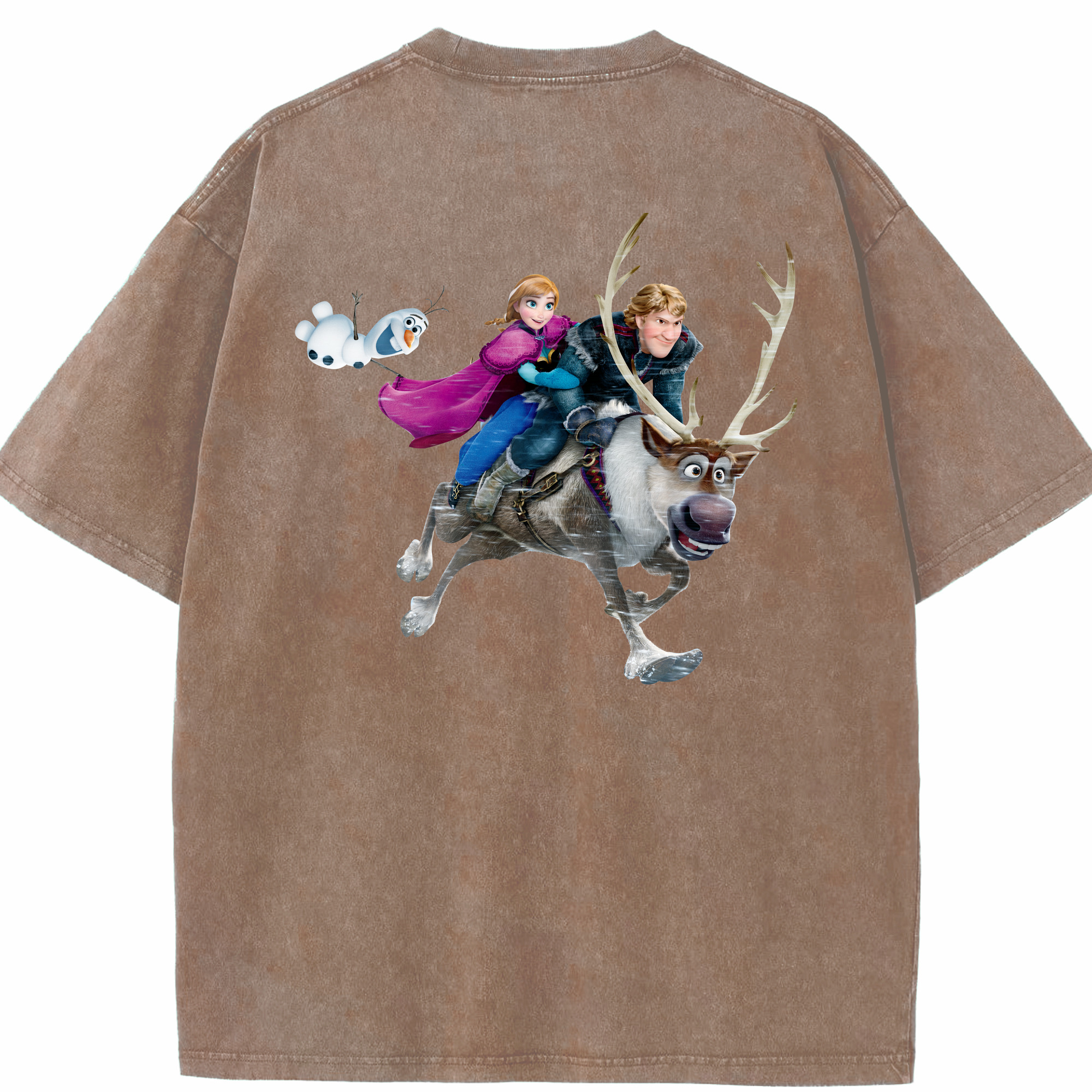 （画像用） アナと雪の女王 アンナ エルサ Frozen Anna Elsa 綿100% ヴィンテージ風 半袖Tシャツ（背面プリント）