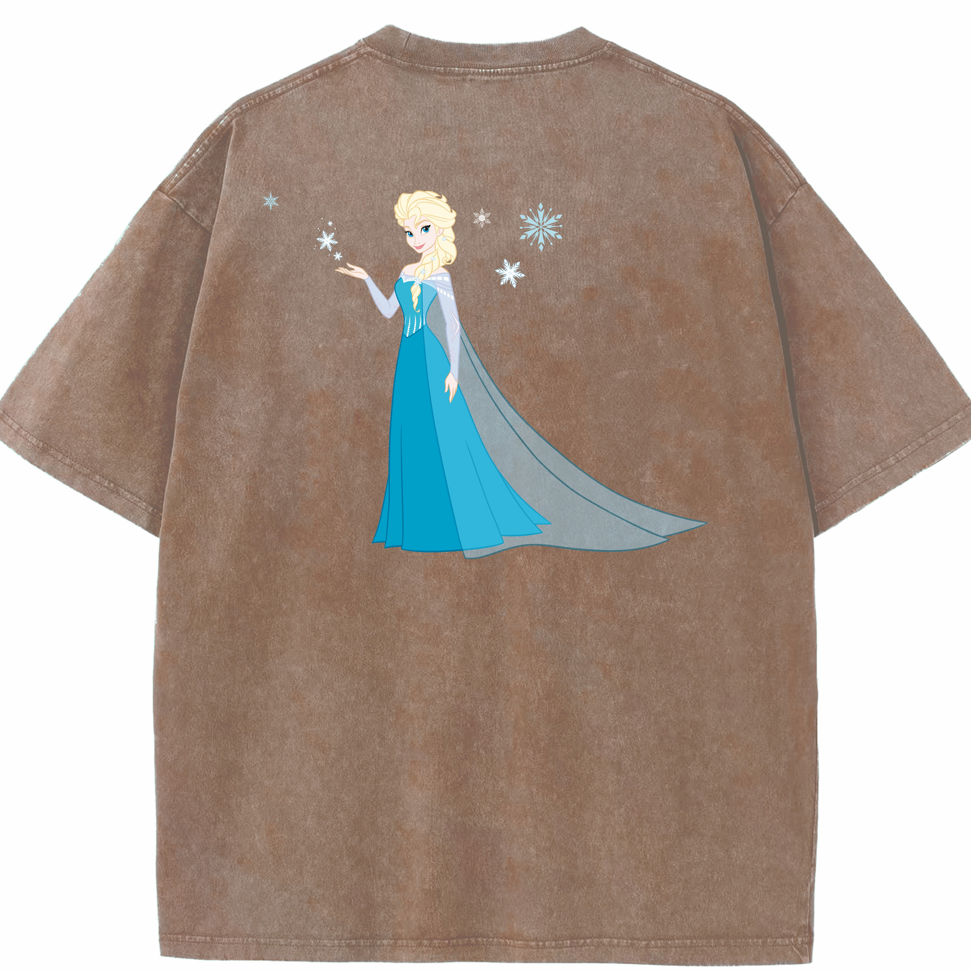 （画像用） アナと雪の女王 アンナ エルサ Frozen Anna Elsa 綿100% ヴィンテージ風 半袖Tシャツ（背面プリント）