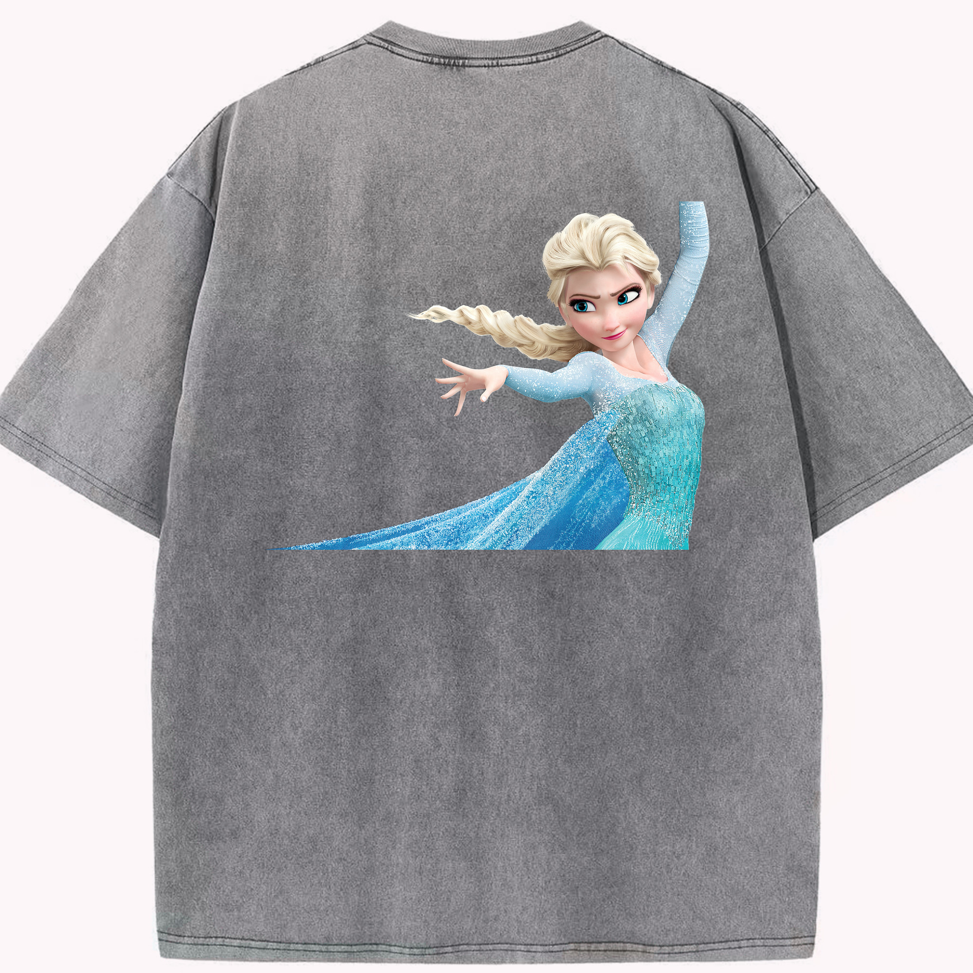 （画像用） アナと雪の女王 アンナ エルサ Frozen Anna Elsa 綿100% ヴィンテージ風 半袖Tシャツ（背面プリント）