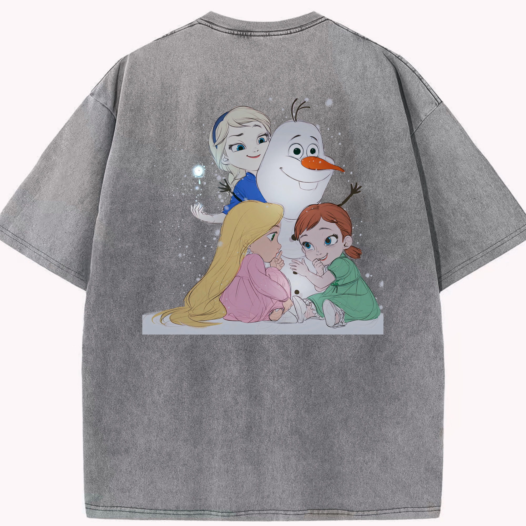 （画像用） アナと雪の女王 アンナ エルサ Frozen Anna Elsa 綿100% ヴィンテージ風 半袖Tシャツ（背面プリント）