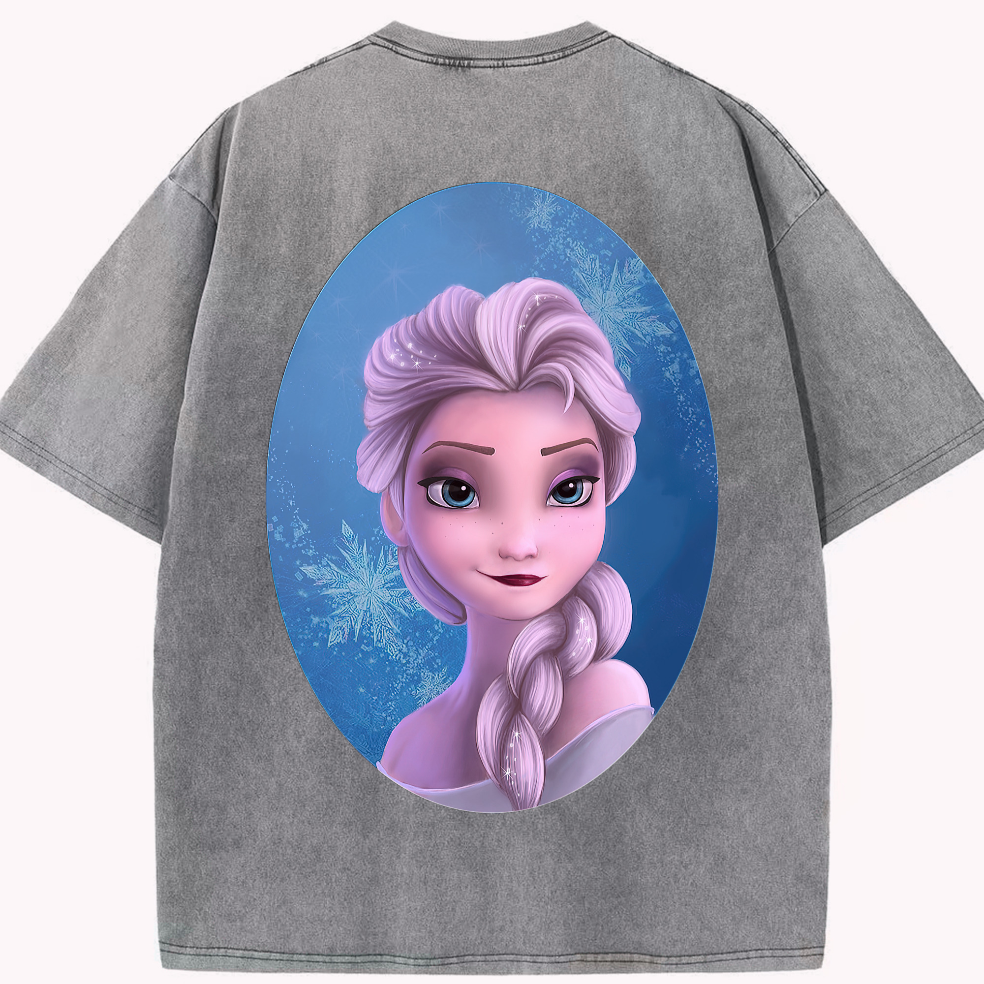 （画像用） アナと雪の女王 アンナ エルサ Frozen Anna Elsa 綿100% ヴィンテージ風 半袖Tシャツ（背面プリント）