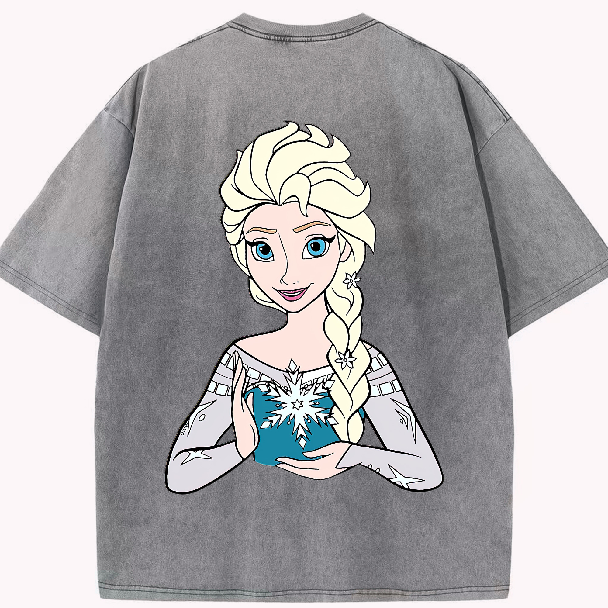 （画像用） アナと雪の女王 アンナ エルサ Frozen Anna Elsa 綿100% ヴィンテージ風 半袖Tシャツ（背面プリント）