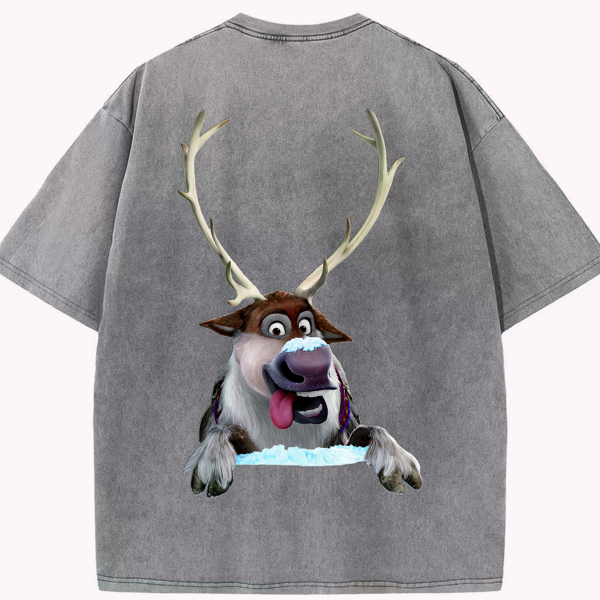（画像用） アナと雪の女王 アンナ エルサ Frozen Anna Elsa 綿100% ヴィンテージ風 半袖Tシャツ（背面プリント）