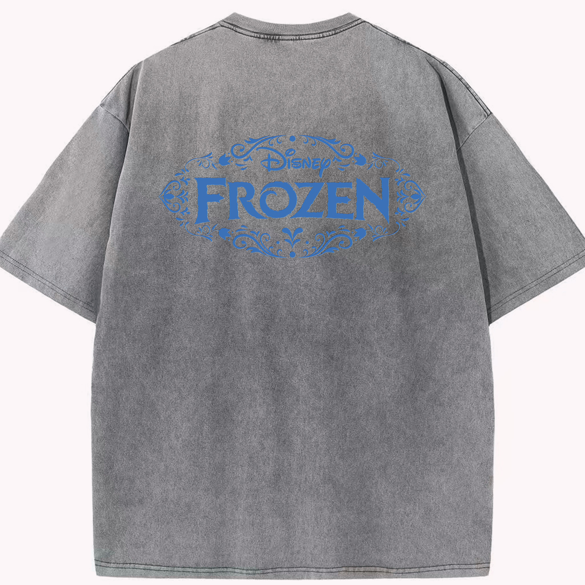 （画像用） アナと雪の女王 アンナ エルサ Frozen Anna Elsa 綿100% ヴィンテージ風 半袖Tシャツ（背面プリント）