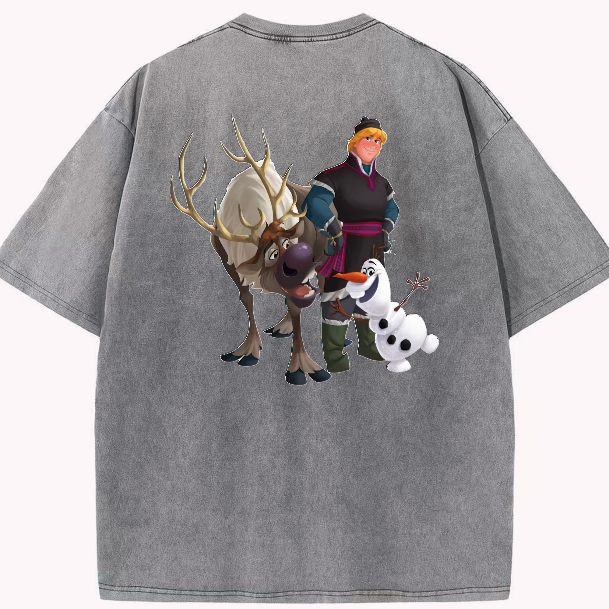 （画像用） アナと雪の女王 アンナ エルサ Frozen Anna Elsa 綿100% ヴィンテージ風 半袖Tシャツ（背面プリント）
