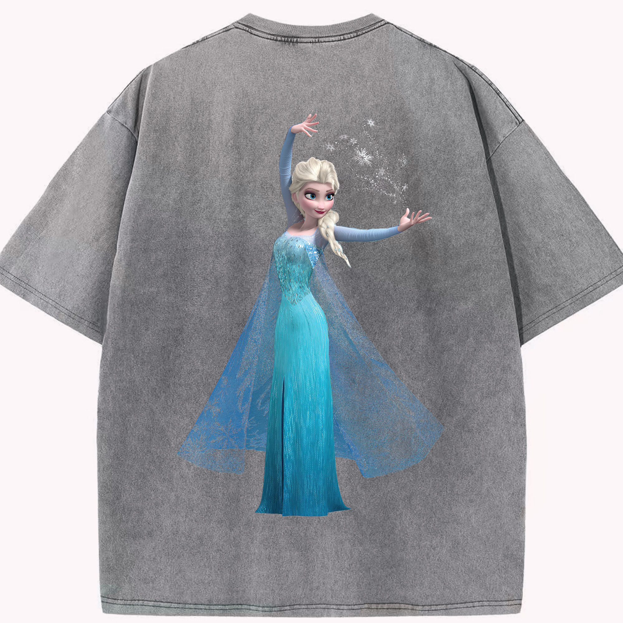 （画像用） アナと雪の女王 アンナ エルサ Frozen Anna Elsa 綿100% ヴィンテージ風 半袖Tシャツ（背面プリント）