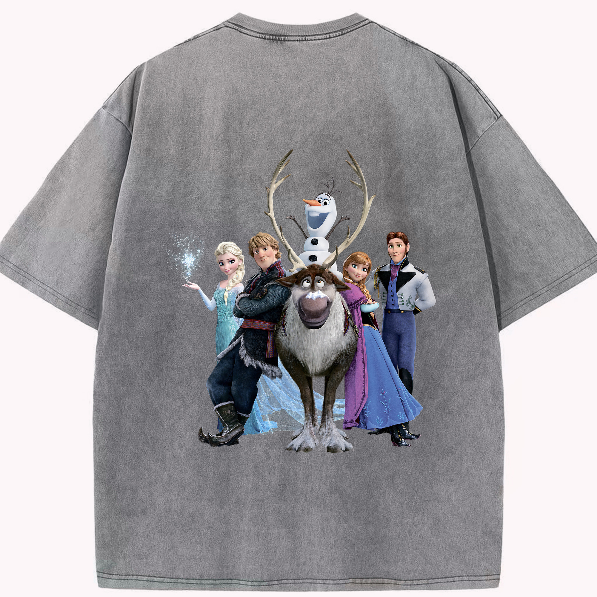 （画像用） アナと雪の女王 アンナ エルサ Frozen Anna Elsa 綿100% ヴィンテージ風 半袖Tシャツ（背面プリント）