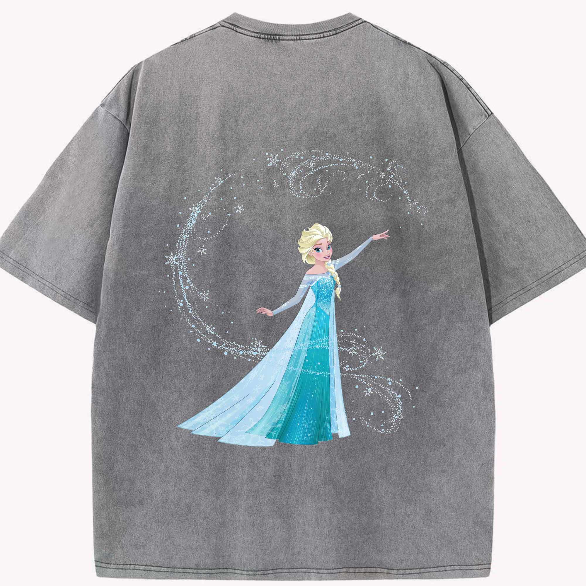 （画像用） アナと雪の女王 アンナ エルサ Frozen Anna Elsa 綿100% ヴィンテージ風 半袖Tシャツ（背面プリント）