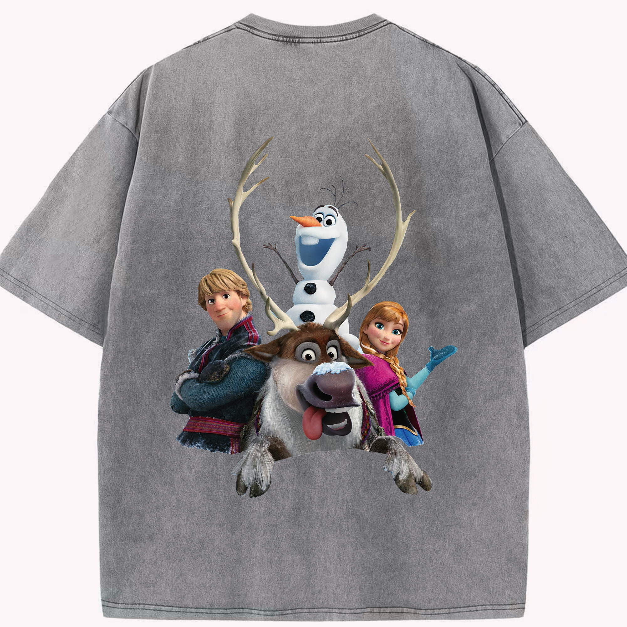 （画像用） アナと雪の女王 アンナ エルサ Frozen Anna Elsa 綿100% ヴィンテージ風 半袖Tシャツ（背面プリント）
